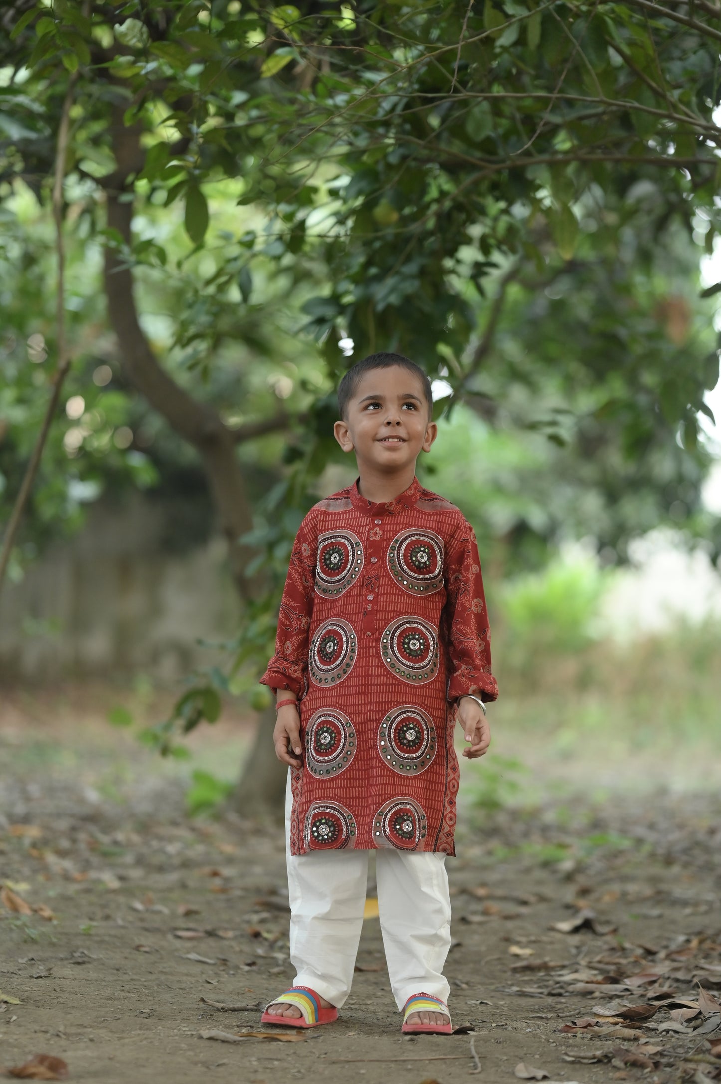 Mandala Hand-Embroidered Ajrakh Kurta Set