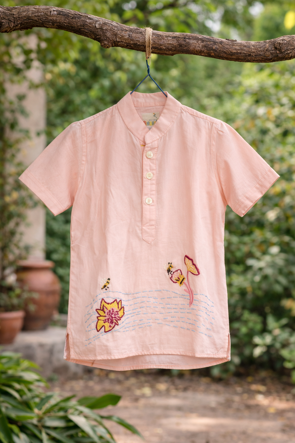 July  Flower Lyocell Hand Embroidered Kurta Shirt