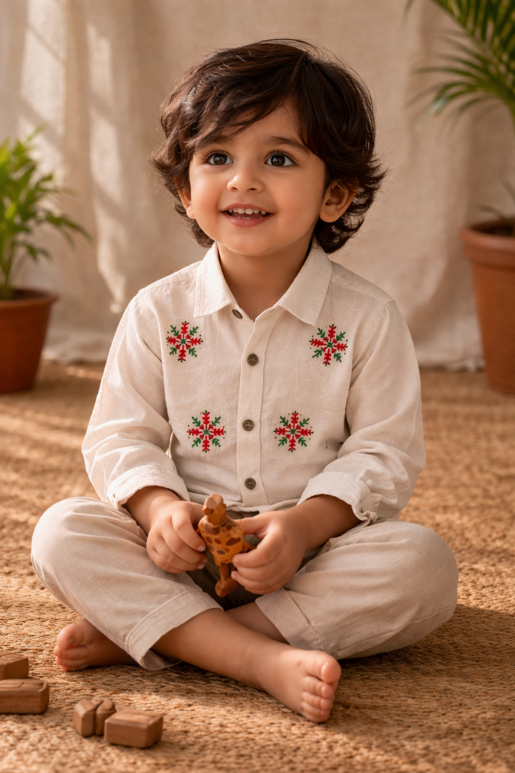 Snowflake Lyocell Hand Embroidered Full Sleeves Shirt