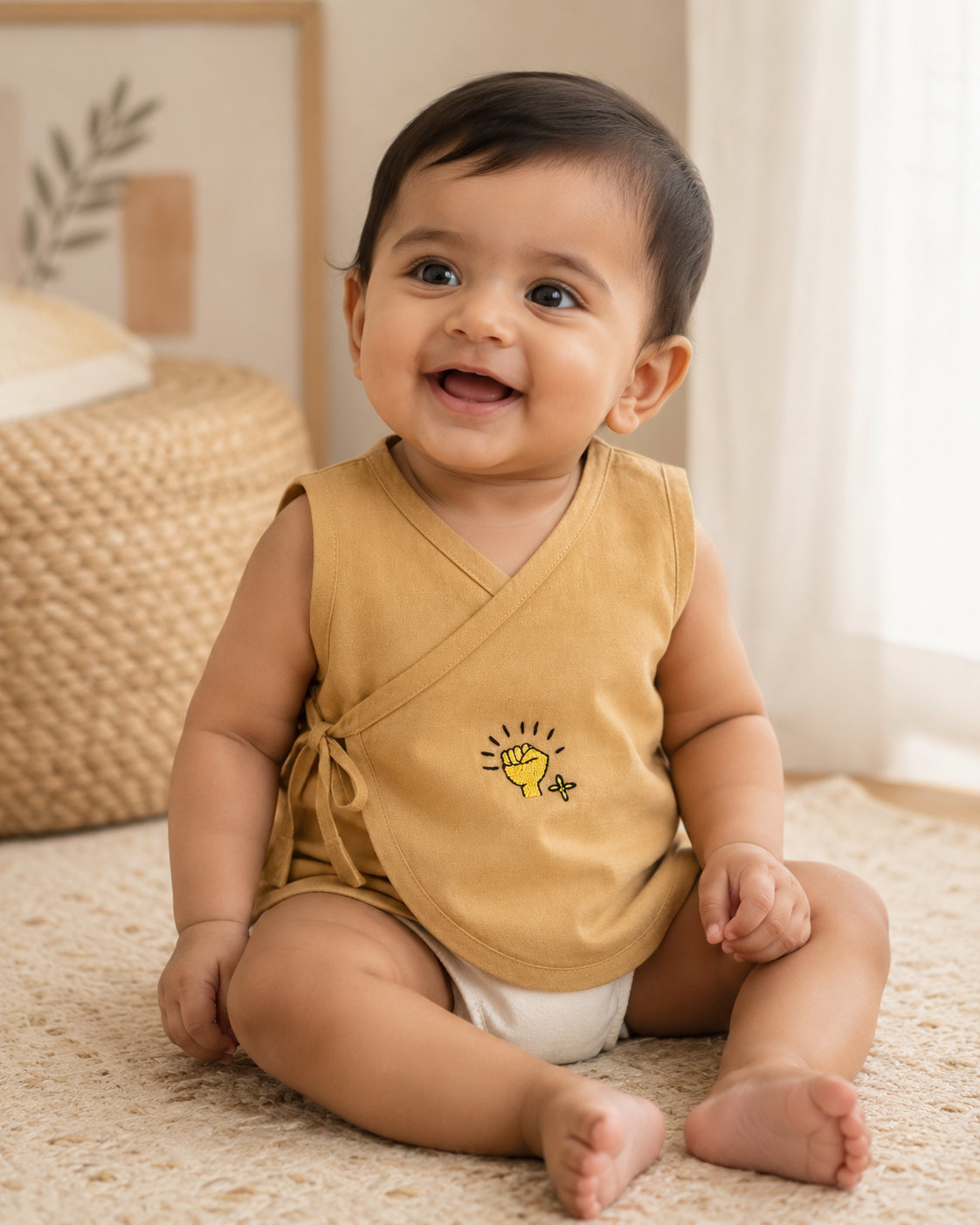 High Five Hand Embroidered Cotton Modal Jhabla