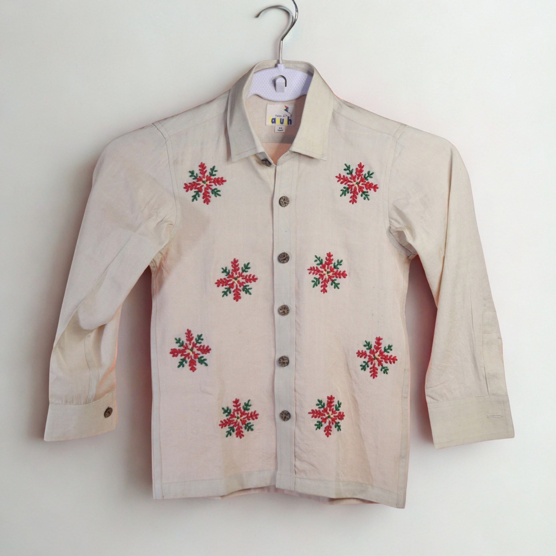 Snowflake Lyocell Hand Embroidered Full Sleeves Shirt