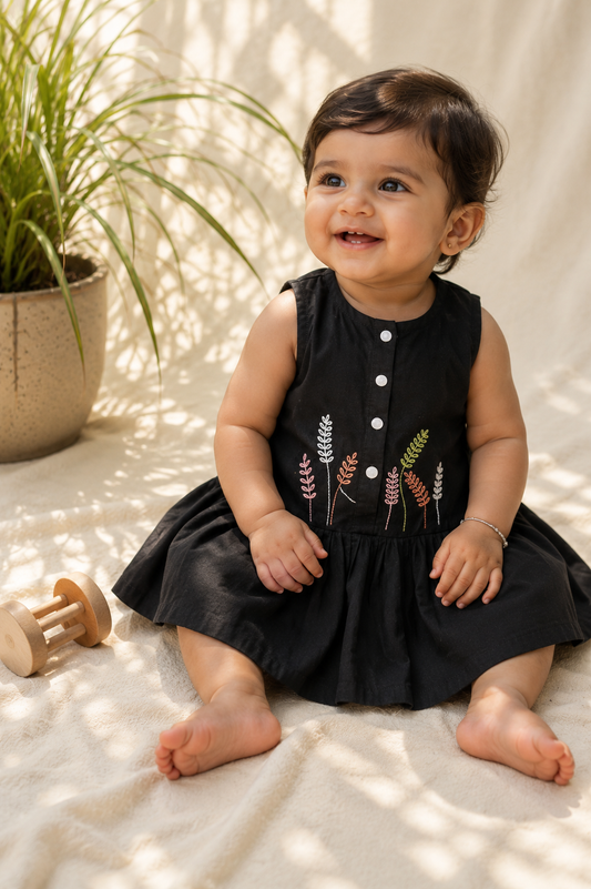 Moonlit Meadow Hand-Embroidered Dress