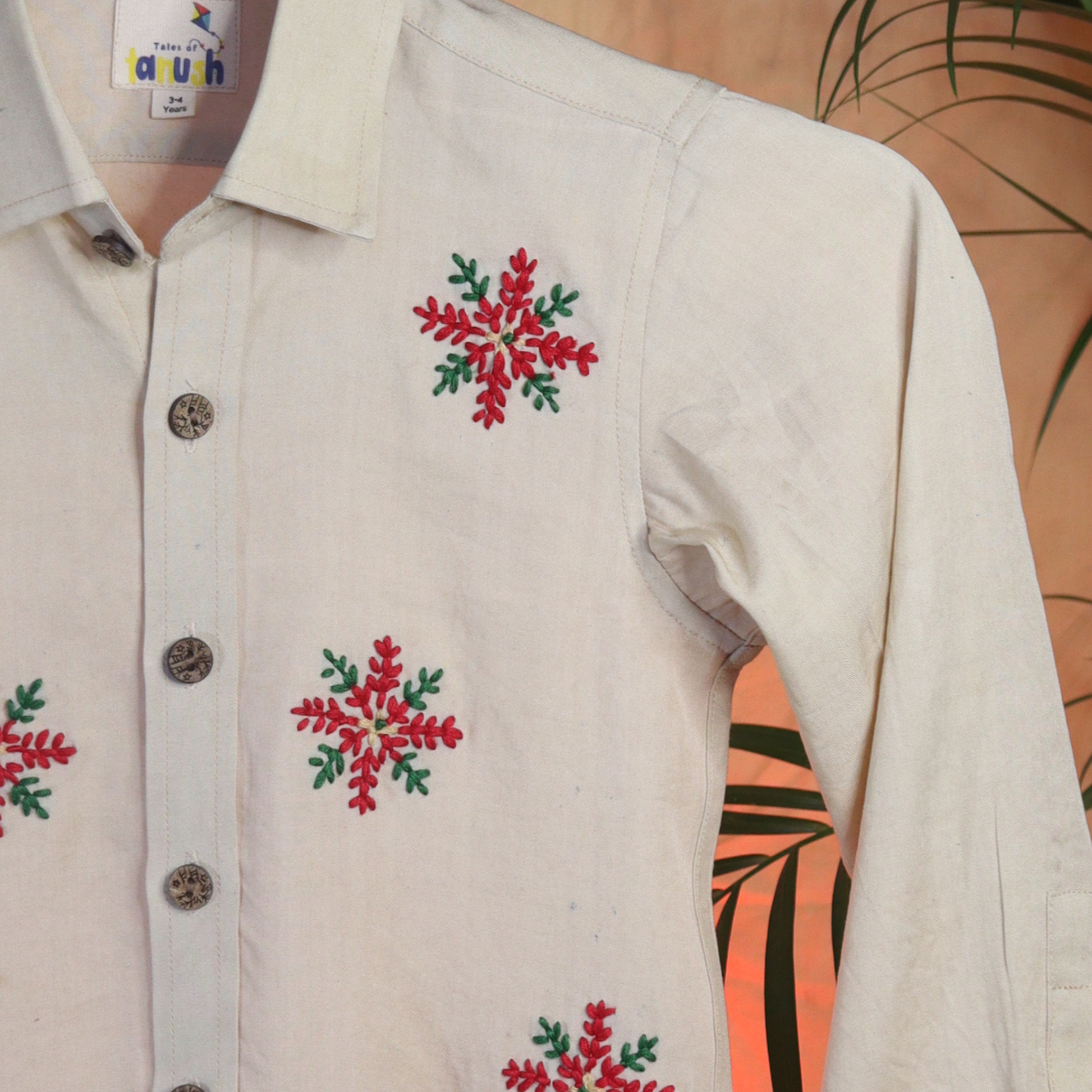 Snowflake Lyocell Hand Embroidered Full Sleeves Shirt