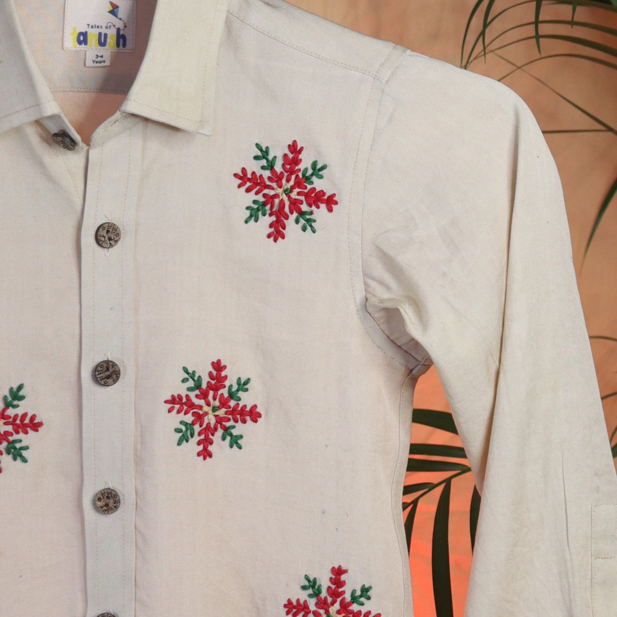 Snowflake Lyocell Hand Embroidered Full Sleeves Shirt
