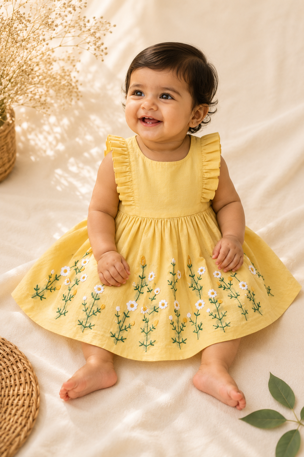 Sunshine Meadow Hand-Embroidered Dress