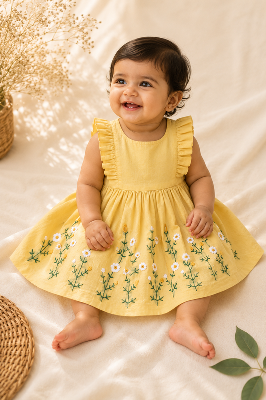 Sunshine Meadow Hand-Embroidered Dress