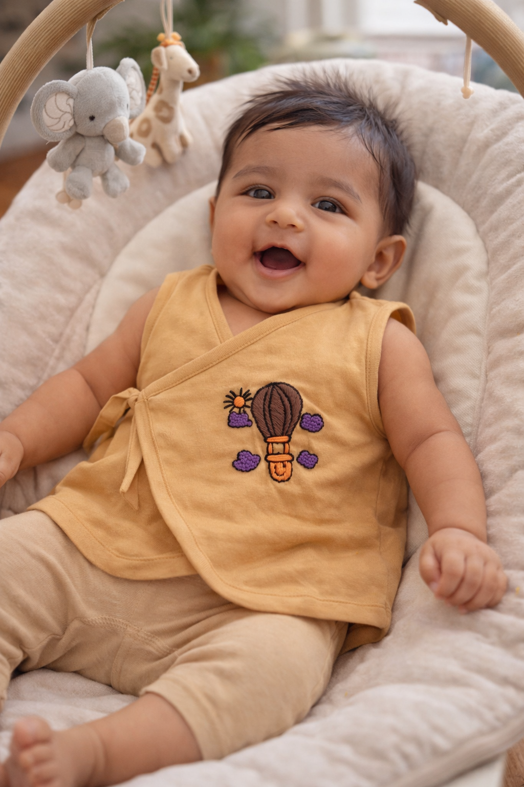 Hot Air Balloon Hand Embroidered Cotton Modal Jhabla