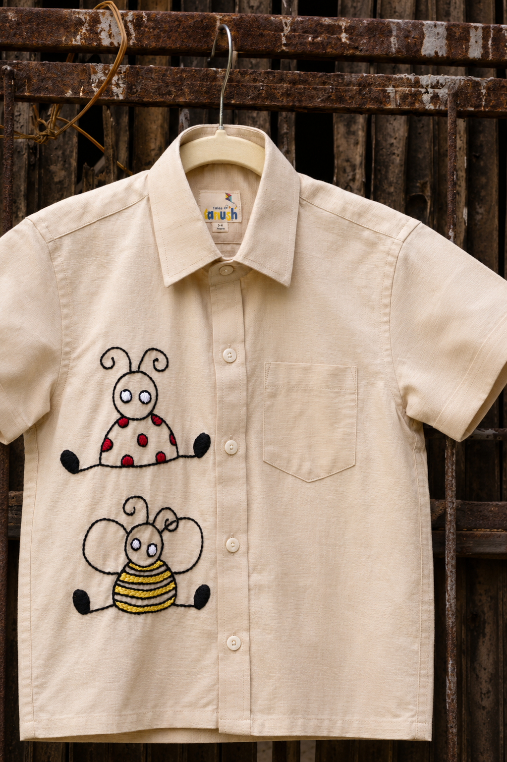 Bug Buddies Cotton Linen Hand Embroidered Shirt