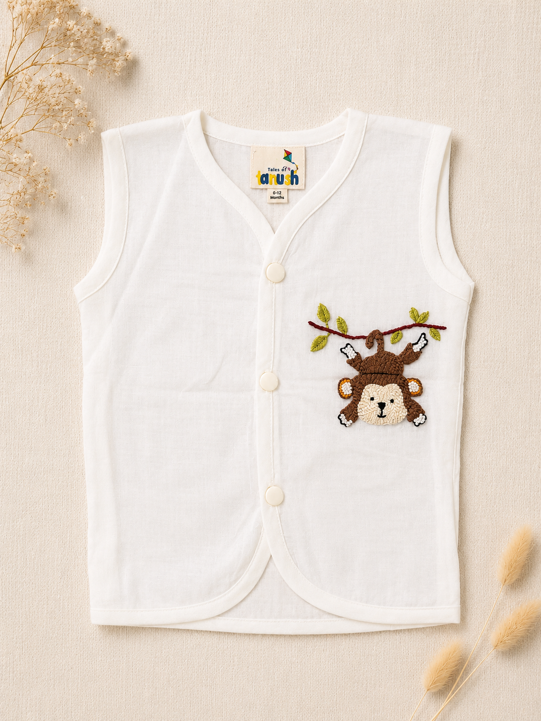 Minku Monkey Hand Embroidered Cotton Modal Jhabla