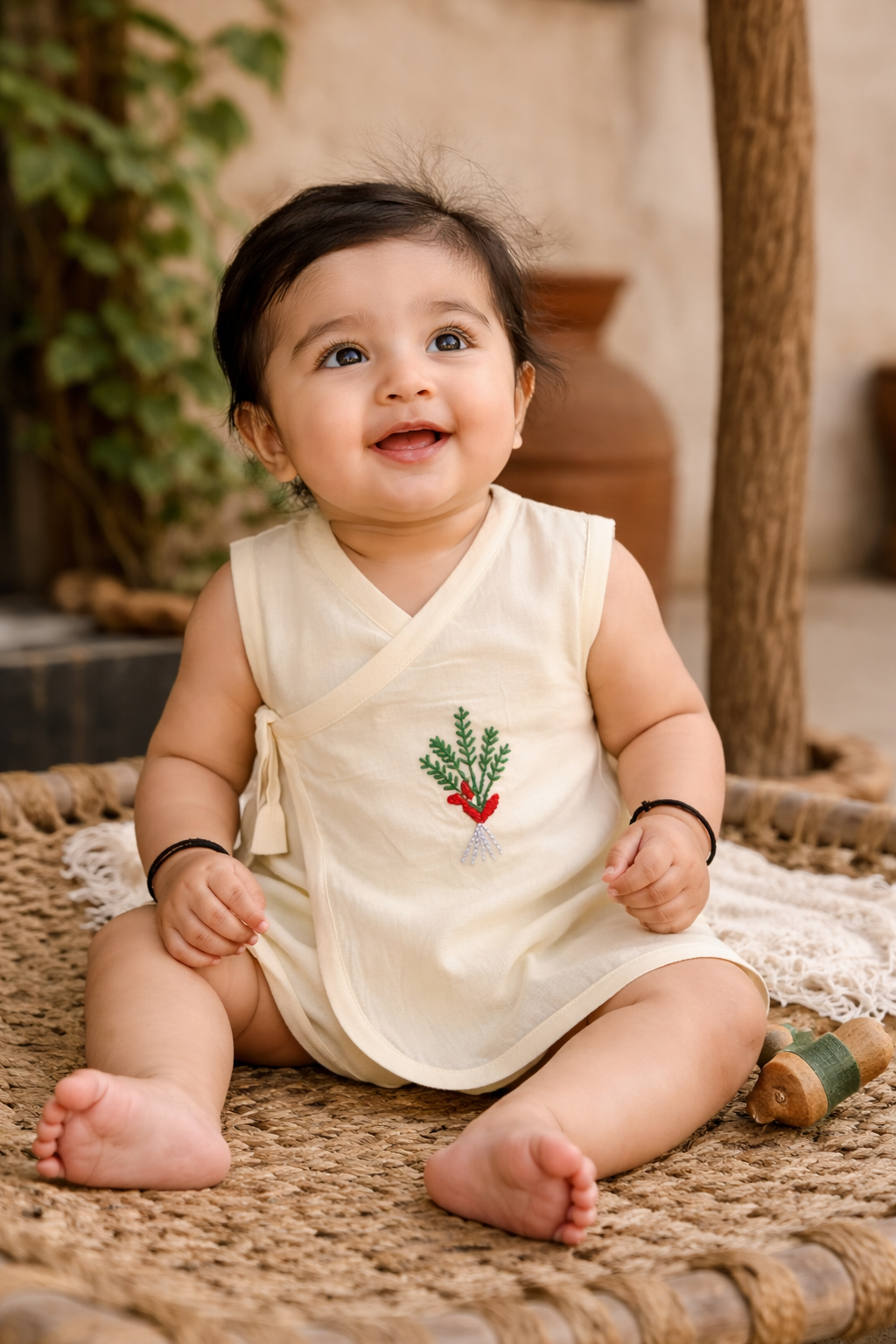 Hearts Hand Embroidered Cotton Modal Jhabla