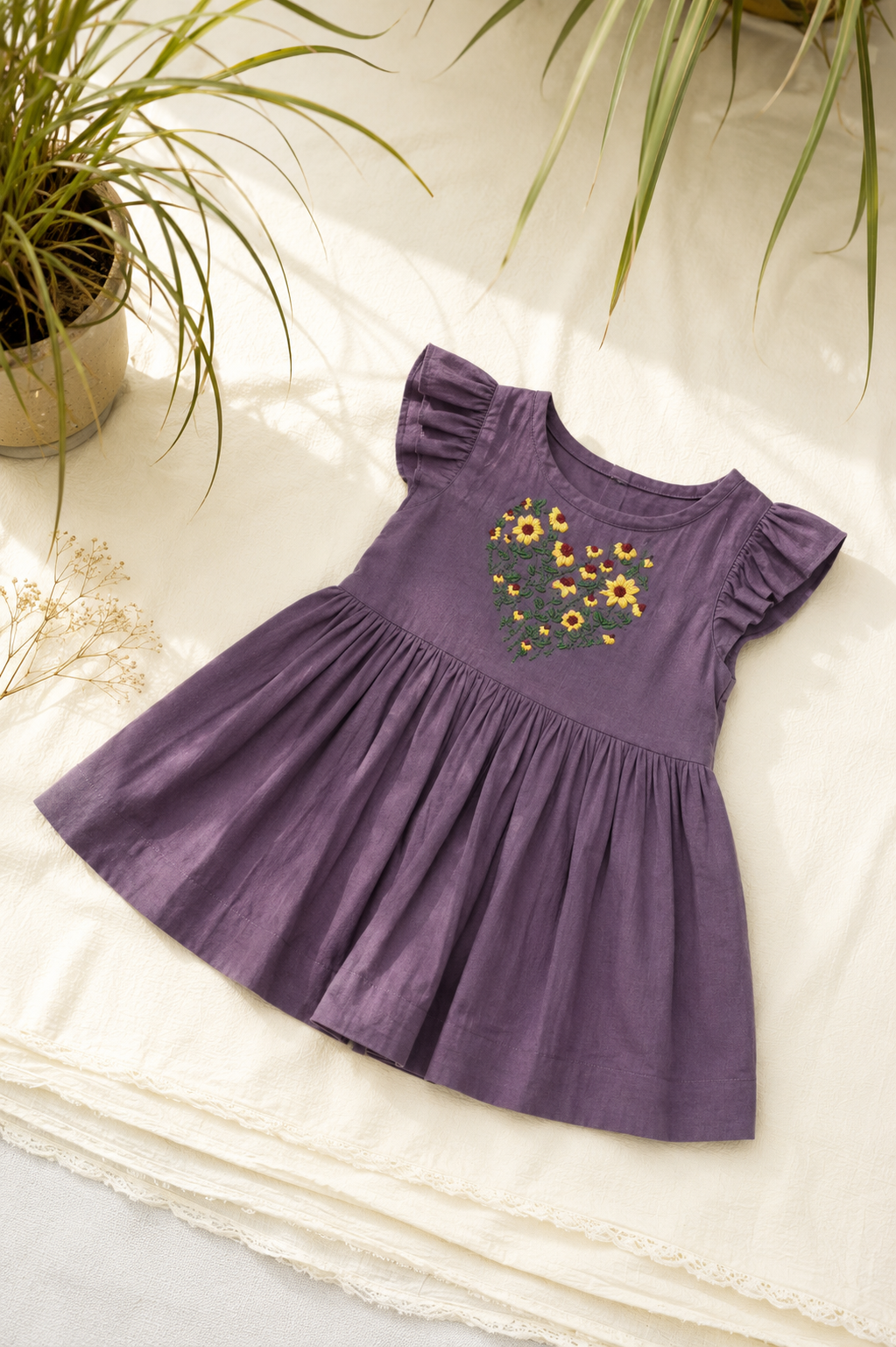 Sunlit Meadow Hand-Embroidered Dress
