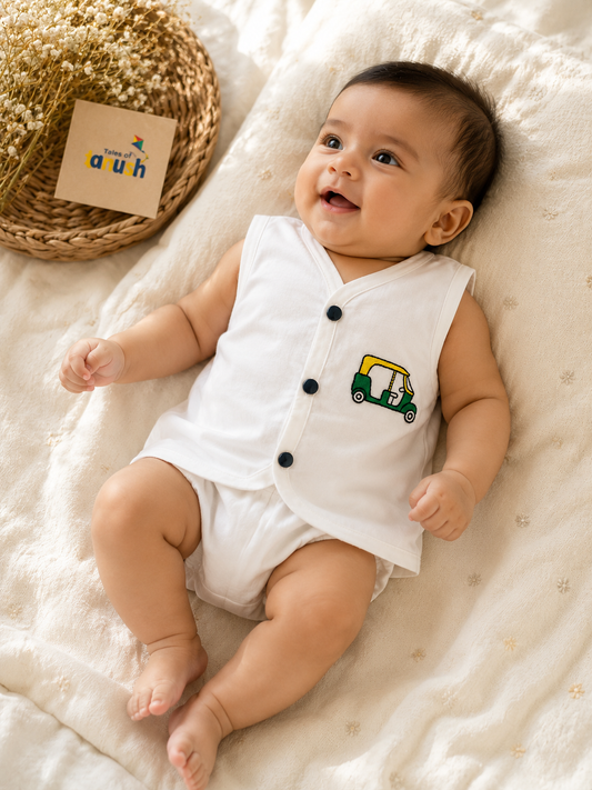 Auto Adventure Hand Embroidered Cotton Modal Jhabla