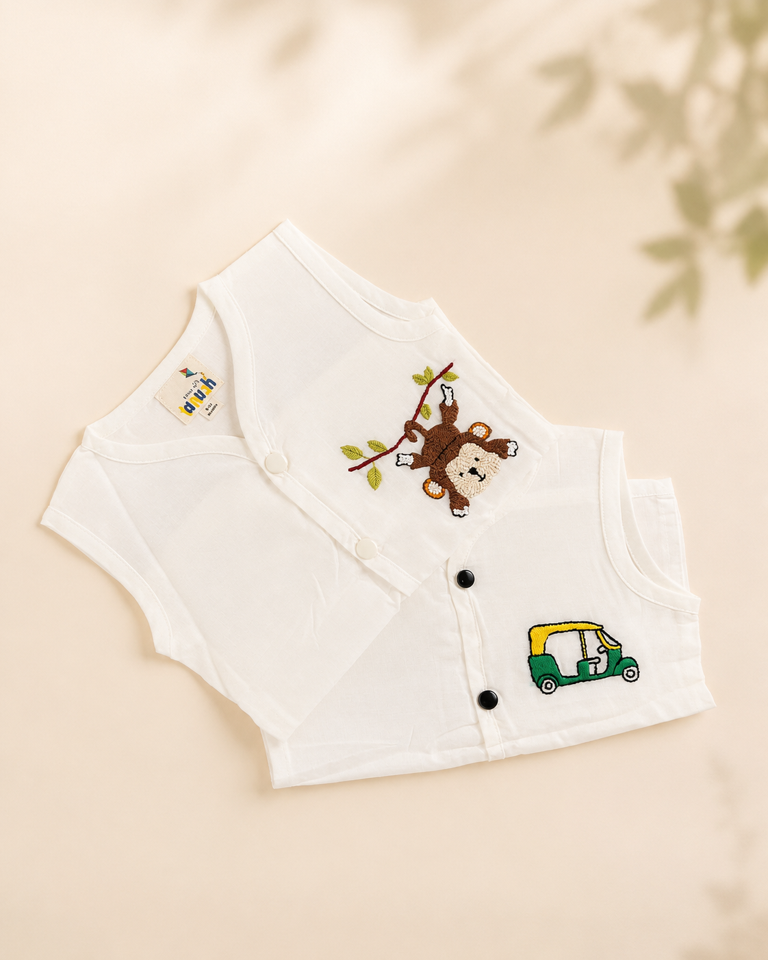 Tiny Adventures Hand Embroidered Cotton Modal Jhabla Bundle