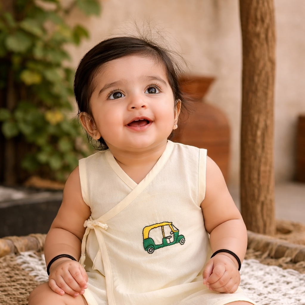 Auto Adventure Hand Embroidered Cotton Modal Jhabla