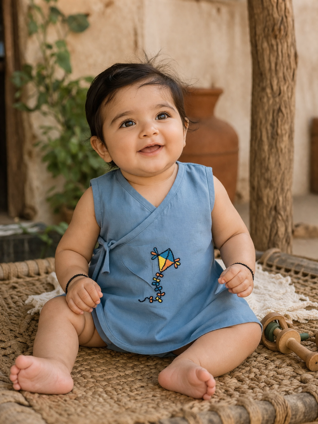 Patang Hand Embroidered Cotton Modal Jhabla