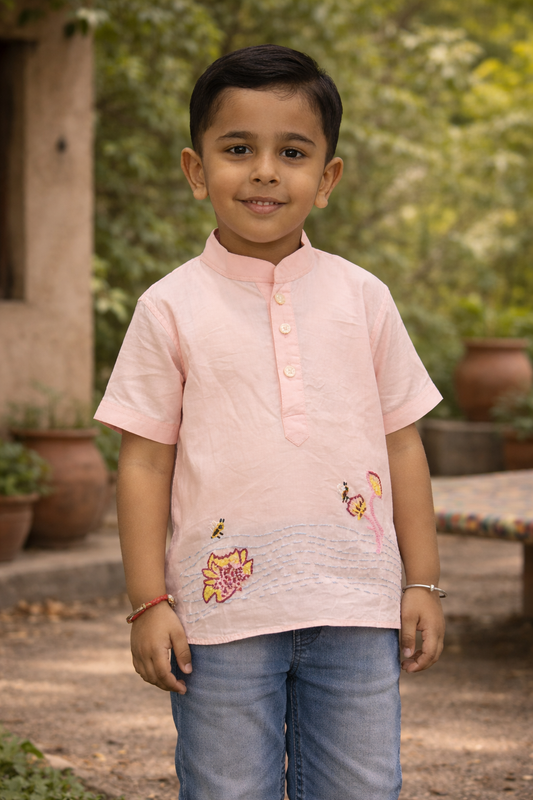 July  Flower Lyocell Hand Embroidered Kurta Shirt