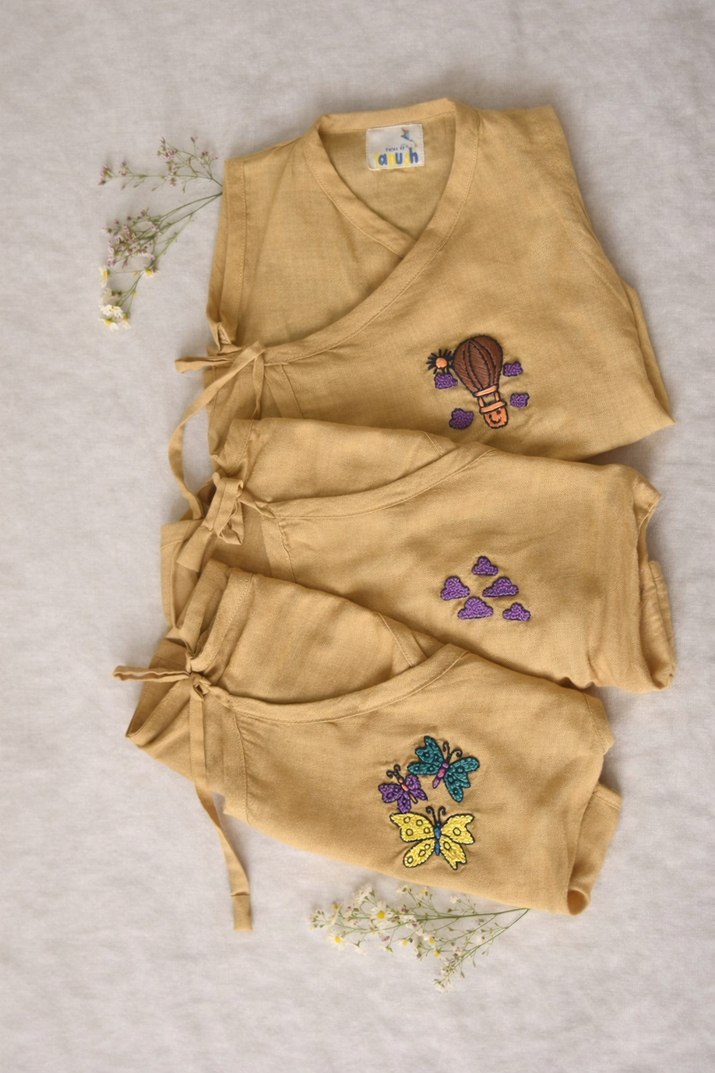 Mustard Dreams Hand Embroidered Cotton Modal Jhabla Bundle