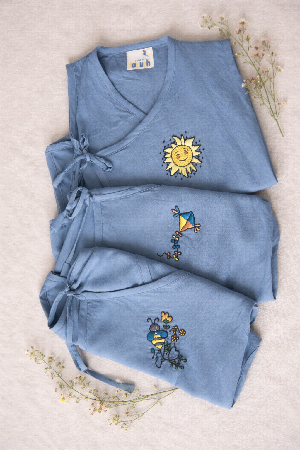 Little Sky Stories Hand Embroidered Cotton Modal Jhabla Bundle