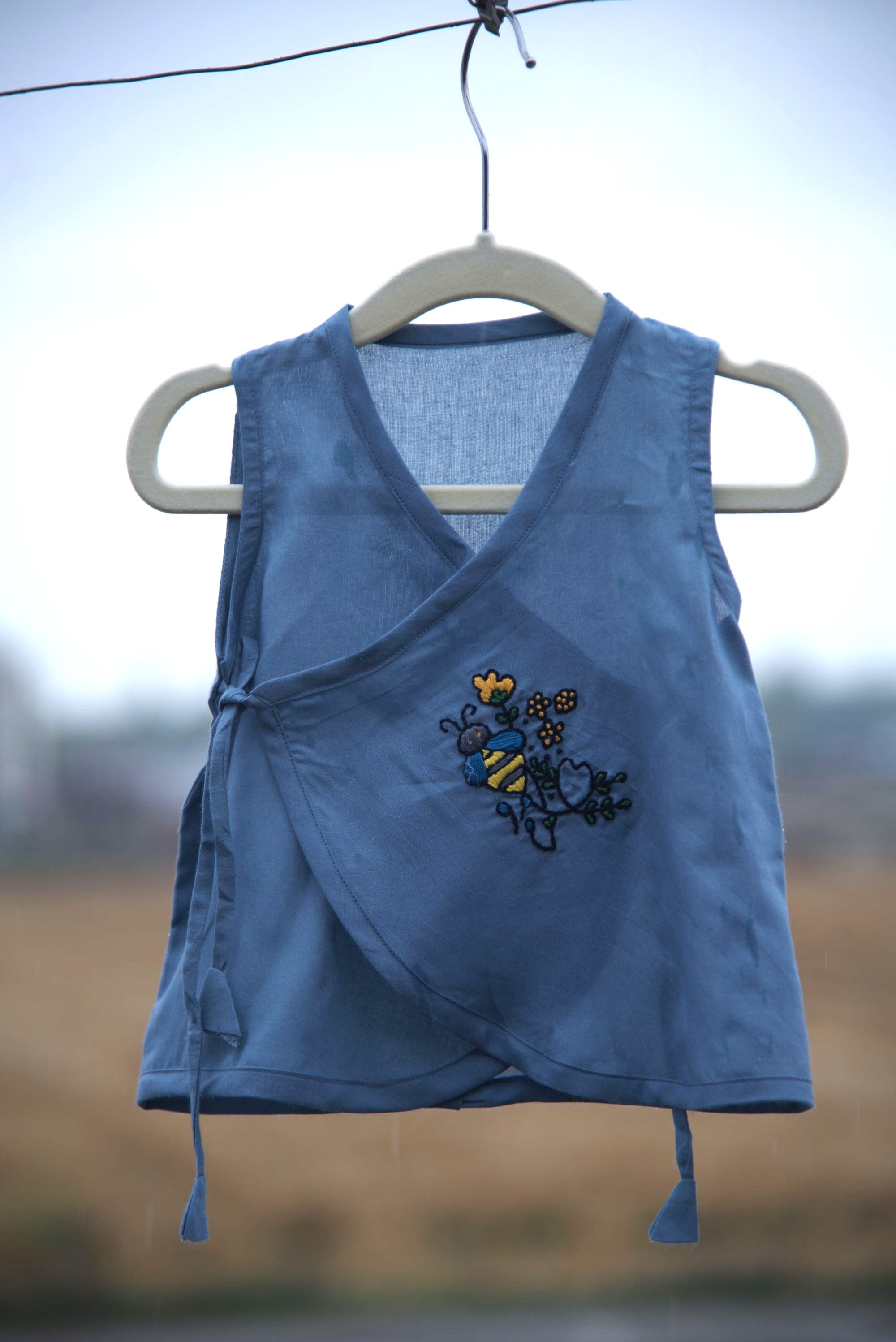 Bee Stopover Hand Embroidered Cotton Modal Jhabla