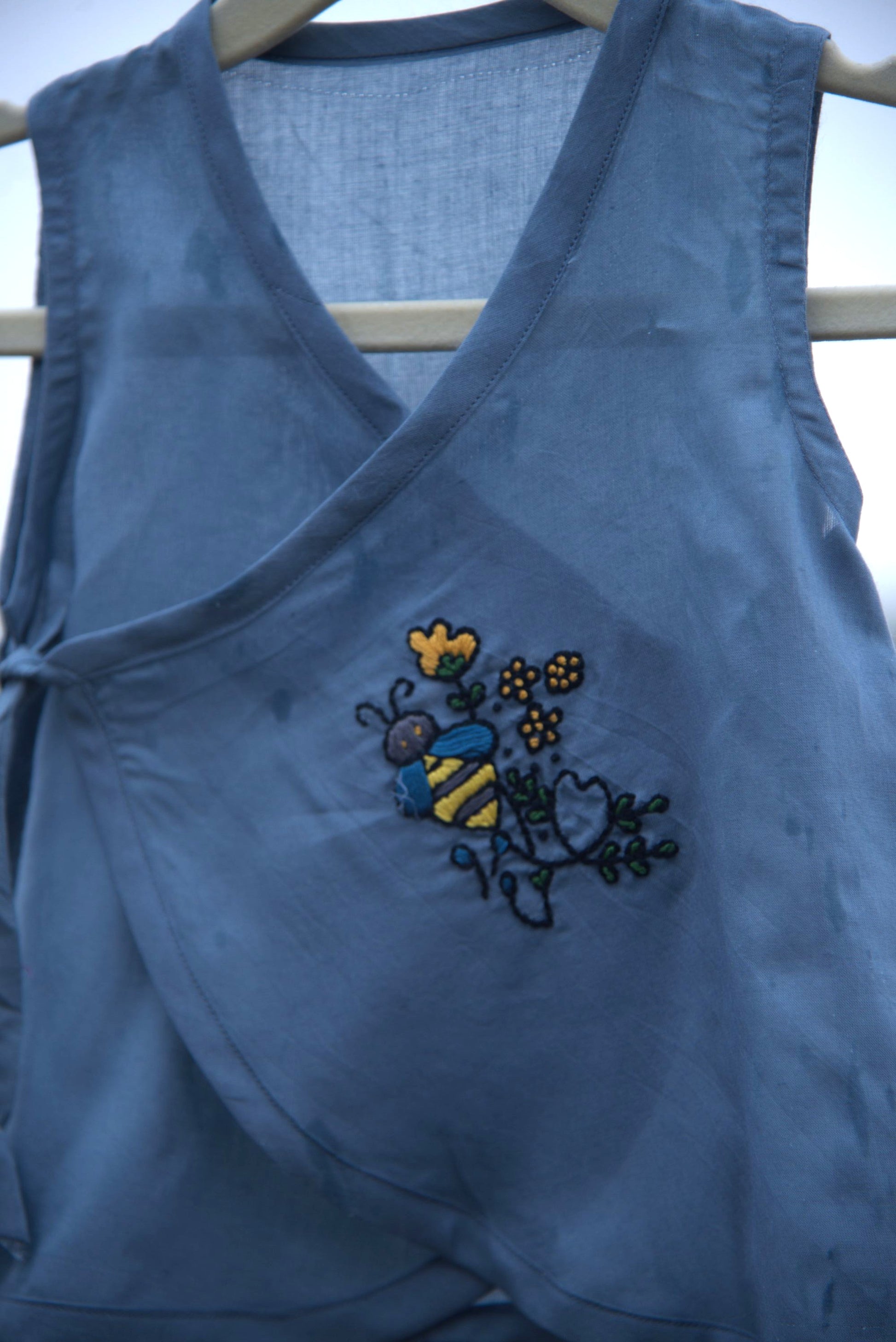 Bee Stopover Hand Embroidered Cotton Modal Jhabla
