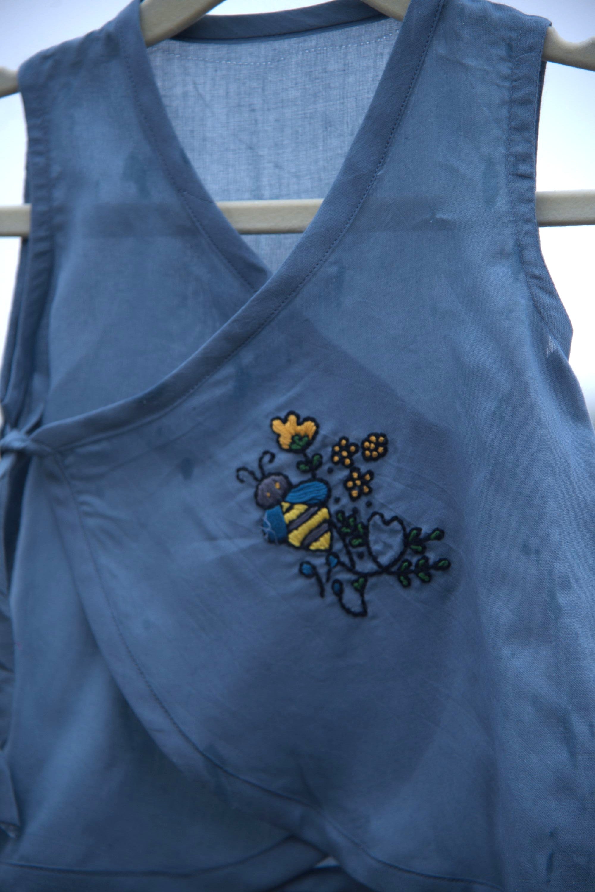 Bee Stopover Hand Embroidered Cotton Modal Jhabla