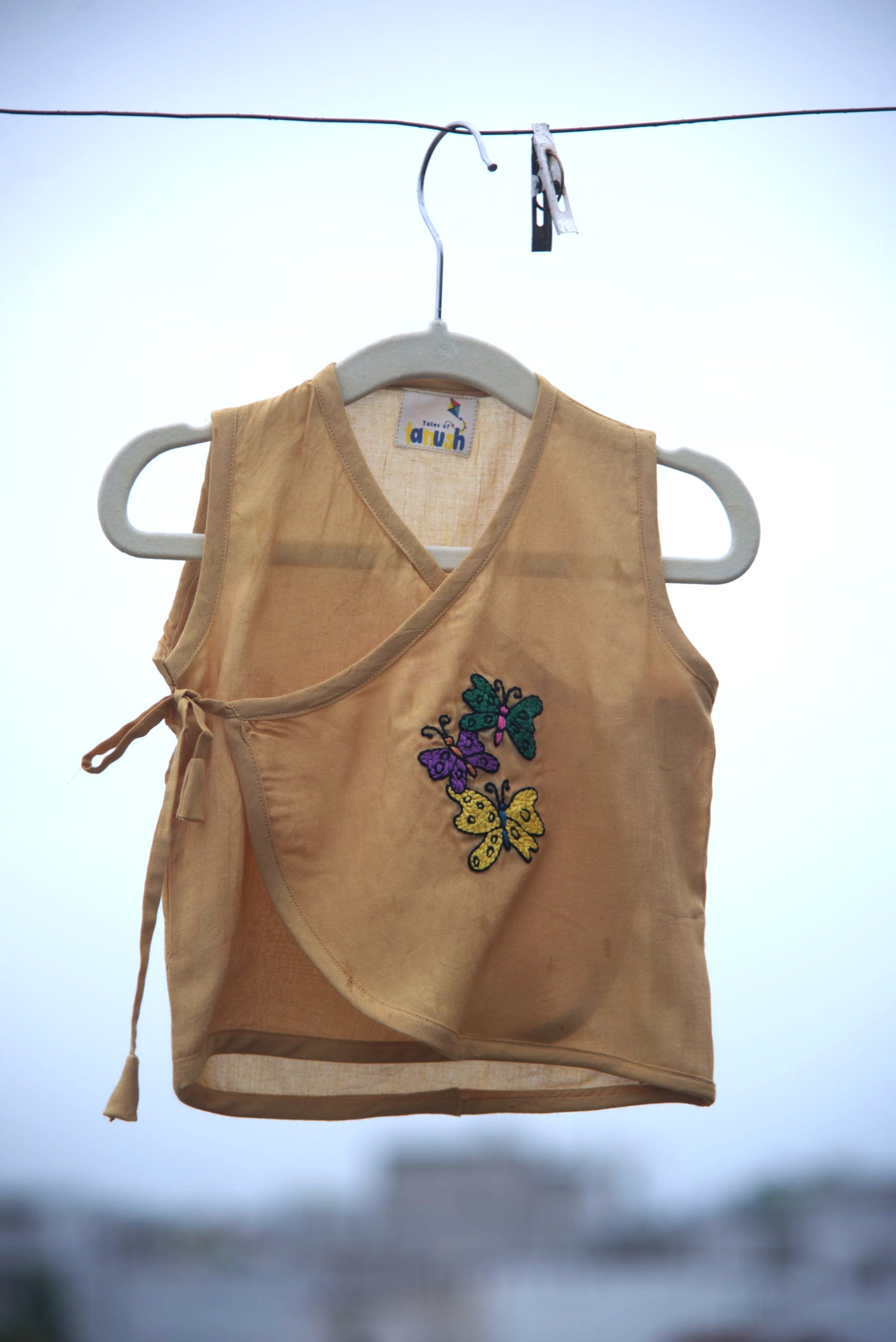 Three Butterfly Hand Embroidered Cotton Modal Jhabla