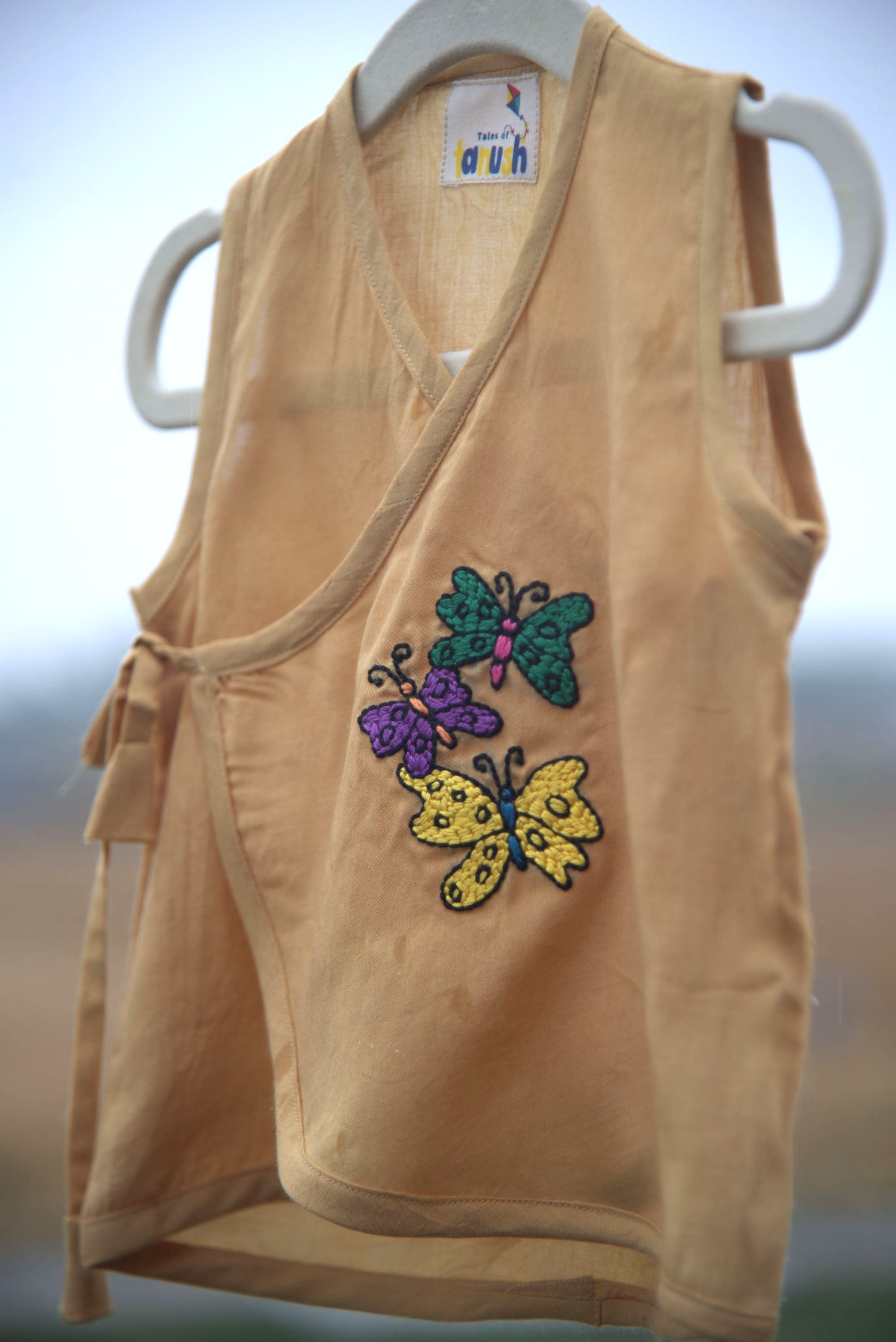 Three Butterfly Hand Embroidered Cotton Modal Jhabla