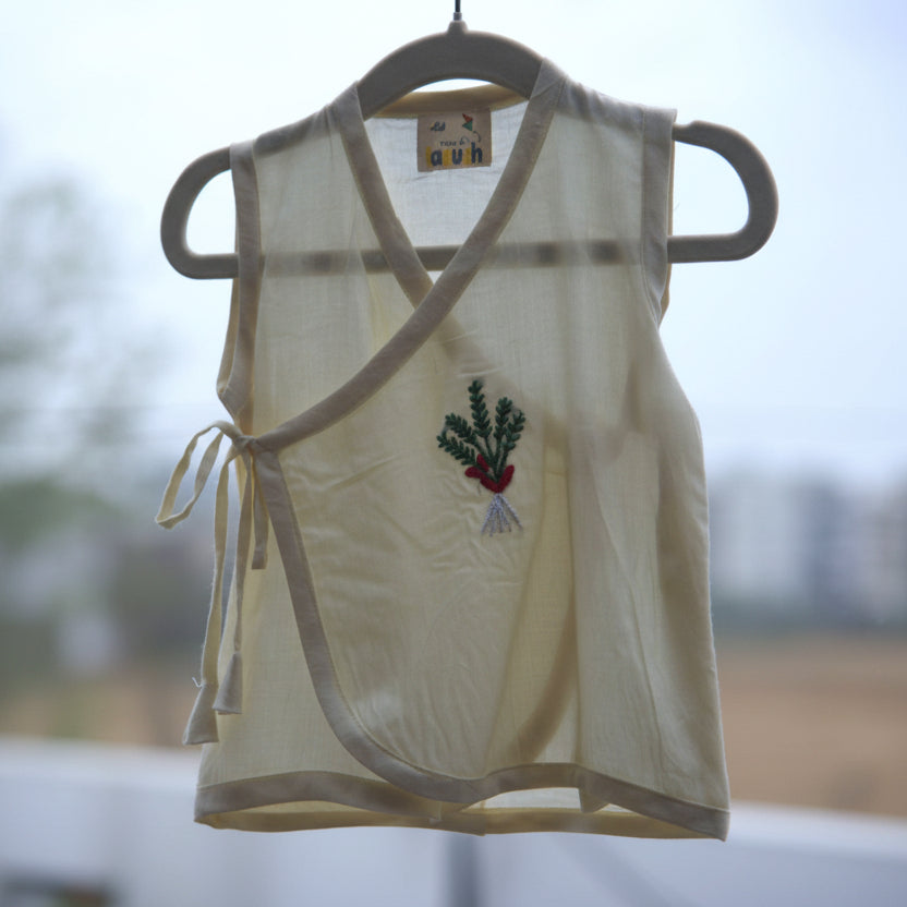 Hearts Hand Embroidered Cotton Modal Jhabla