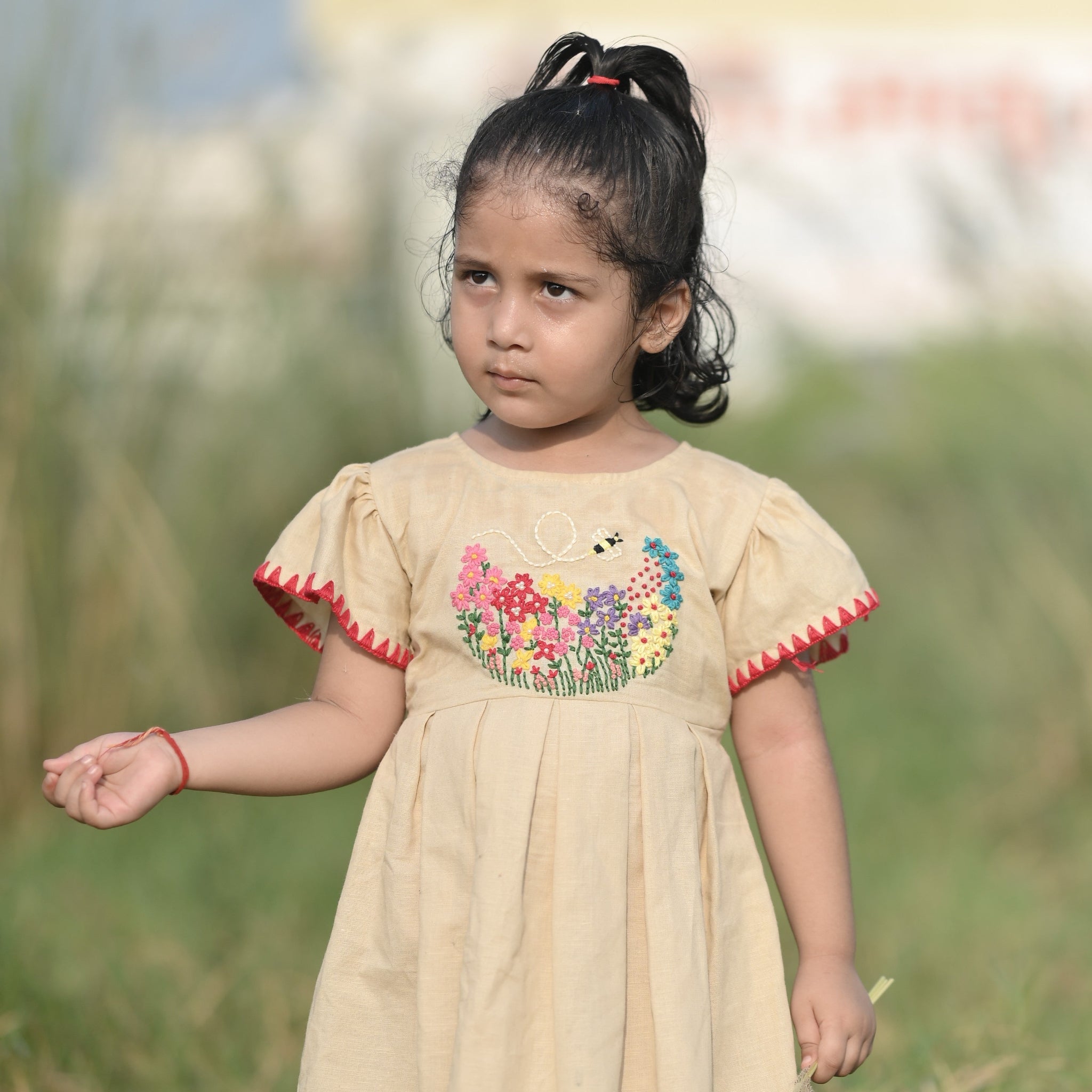 Guldasta Cotton Linen Hand Embroidered Dress