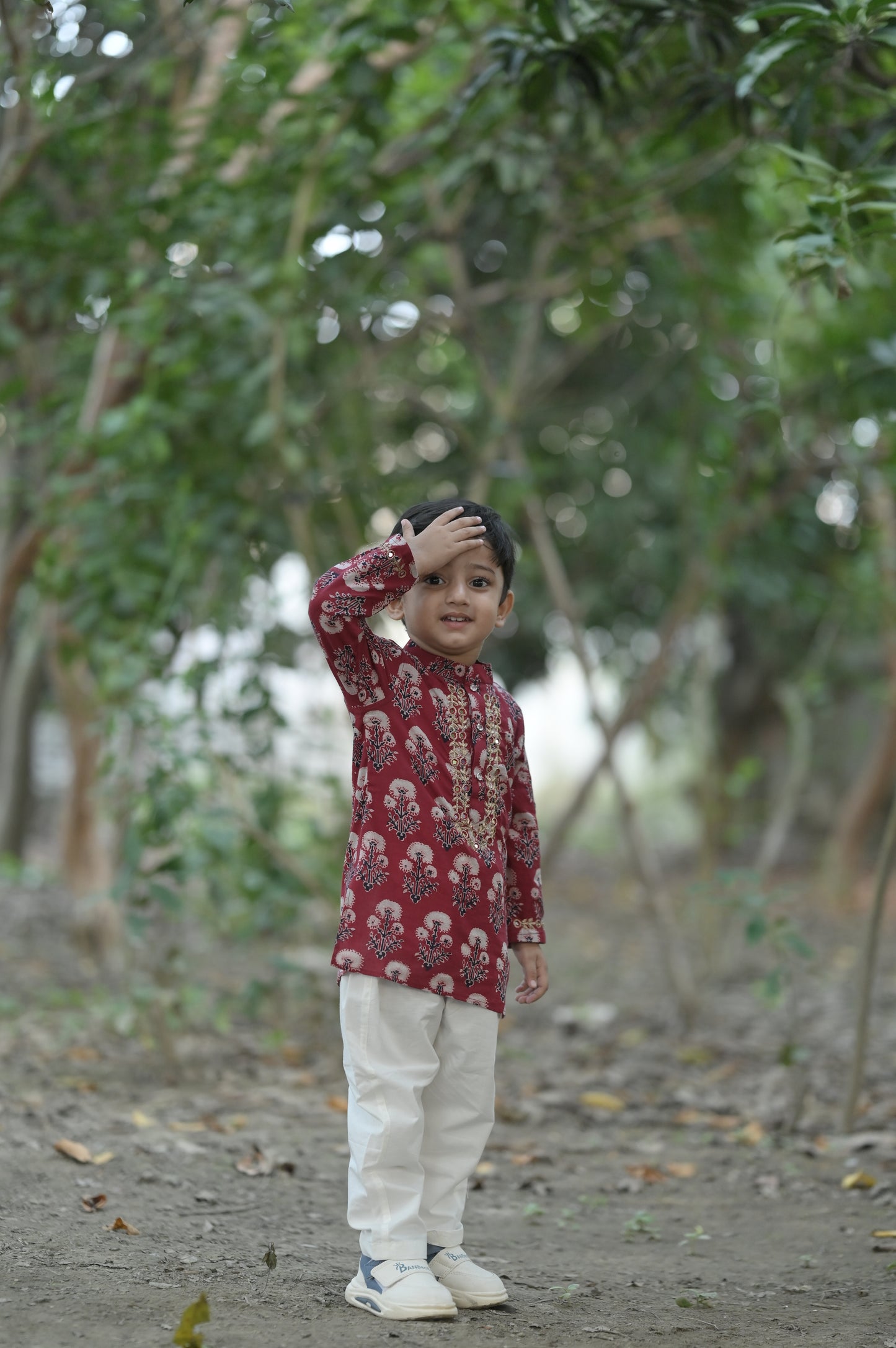 Dandelion Hand Embroidered Ajrakh Kurta Set