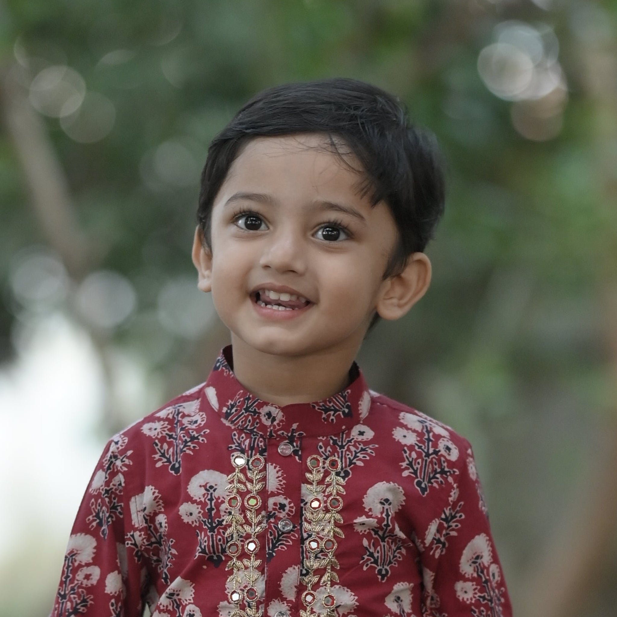 Dandelion Organic Cotton Hand Embroidered Ajrakh Kurta Set