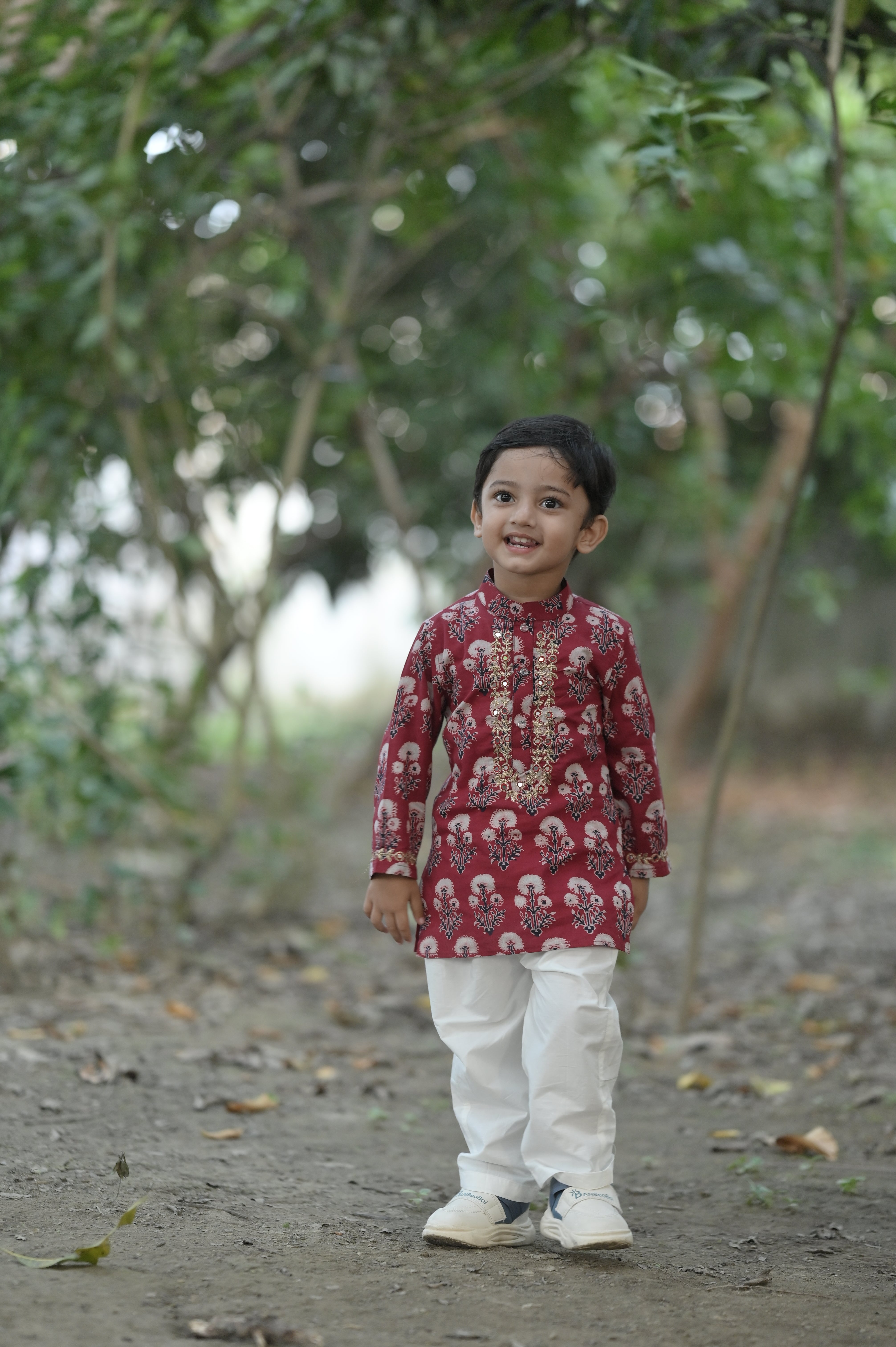 Dandelion Hand Embroidered Ajrakh Kurta Set