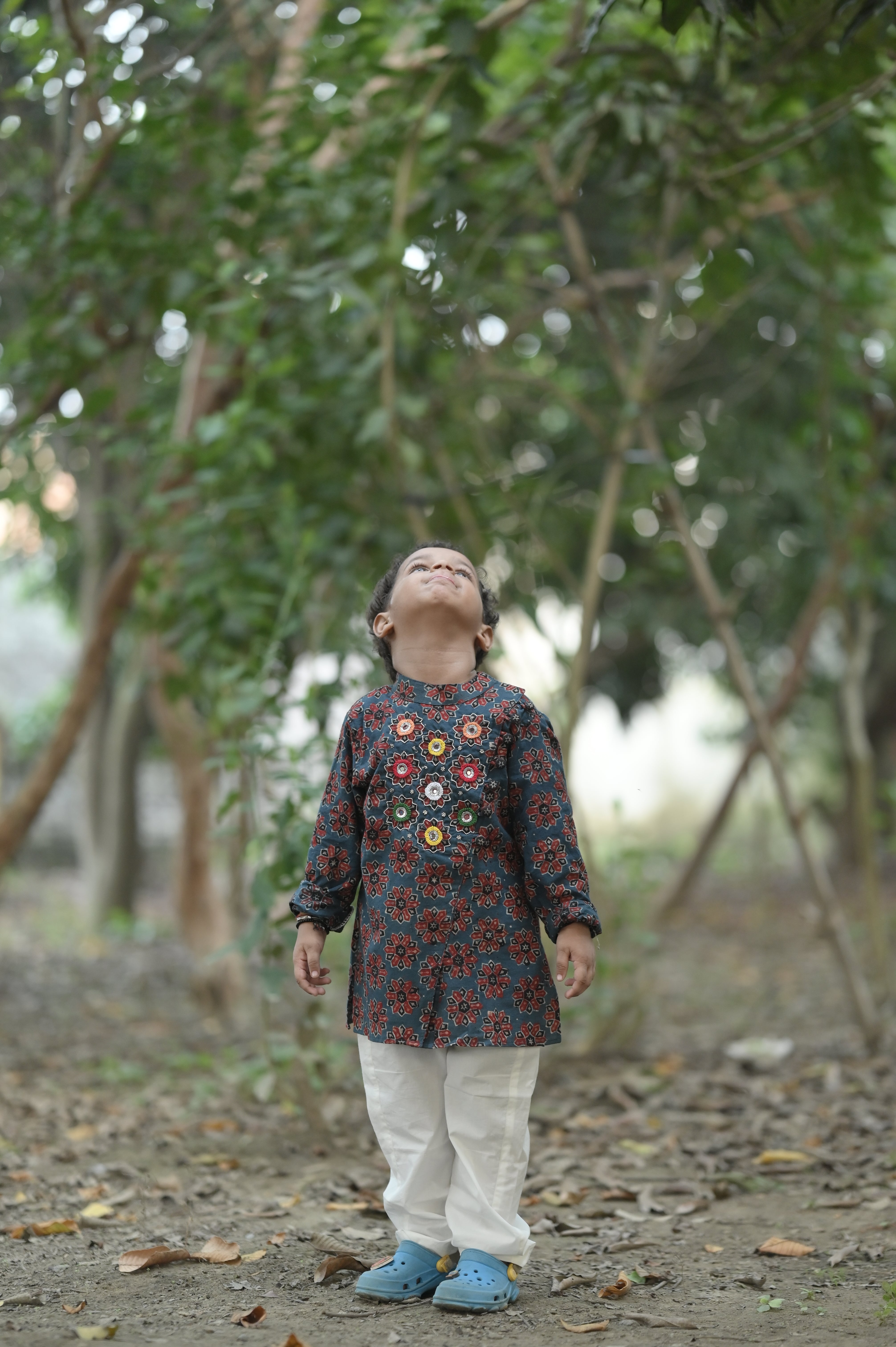 Starry Bloom Hand Embroidered Ajrakh Kurta Set