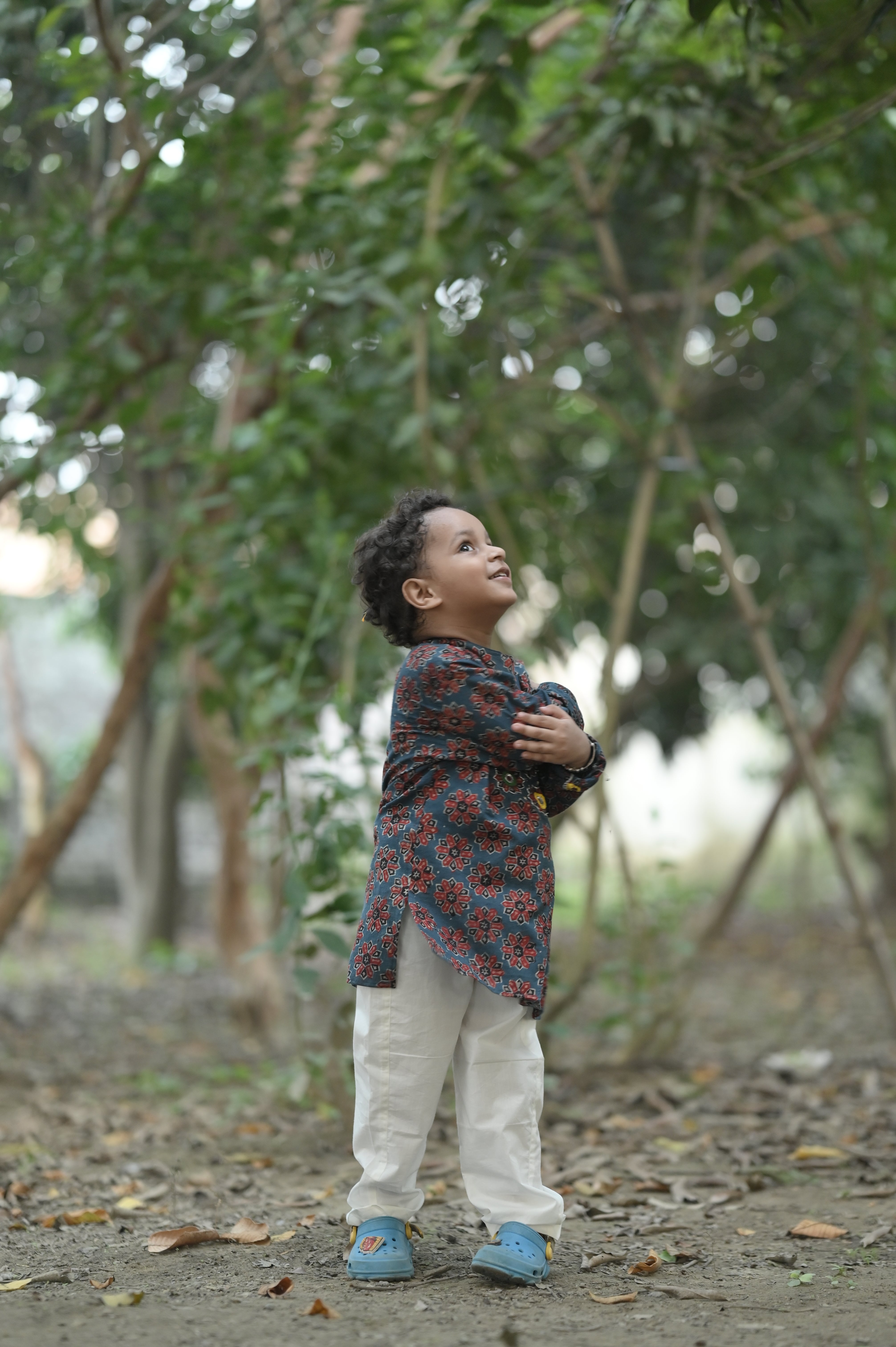 Starry Bloom Hand Embroidered Ajrakh Kurta Set