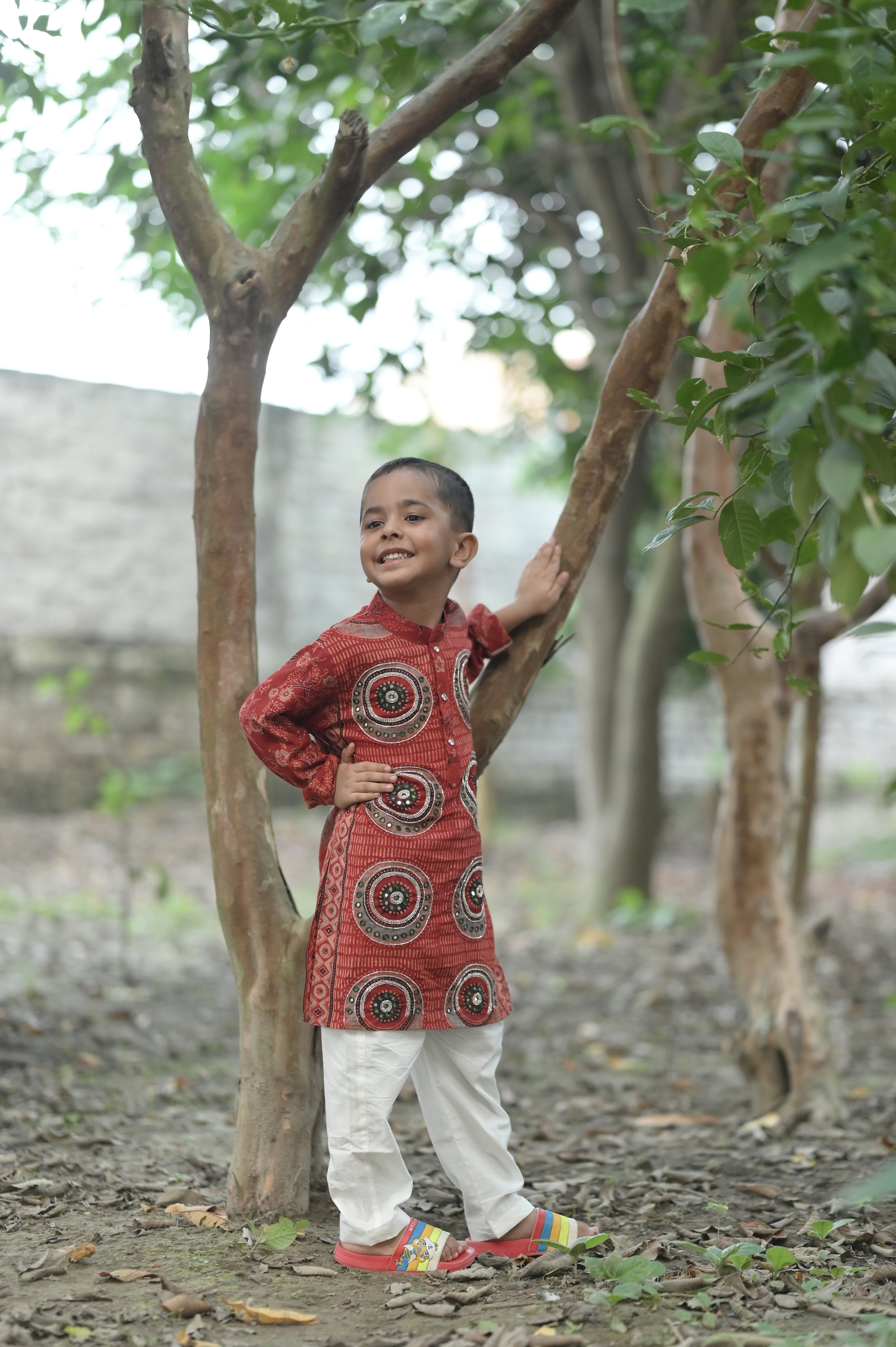 Mandala Hand-Embroidered Ajrakh Kurta Set