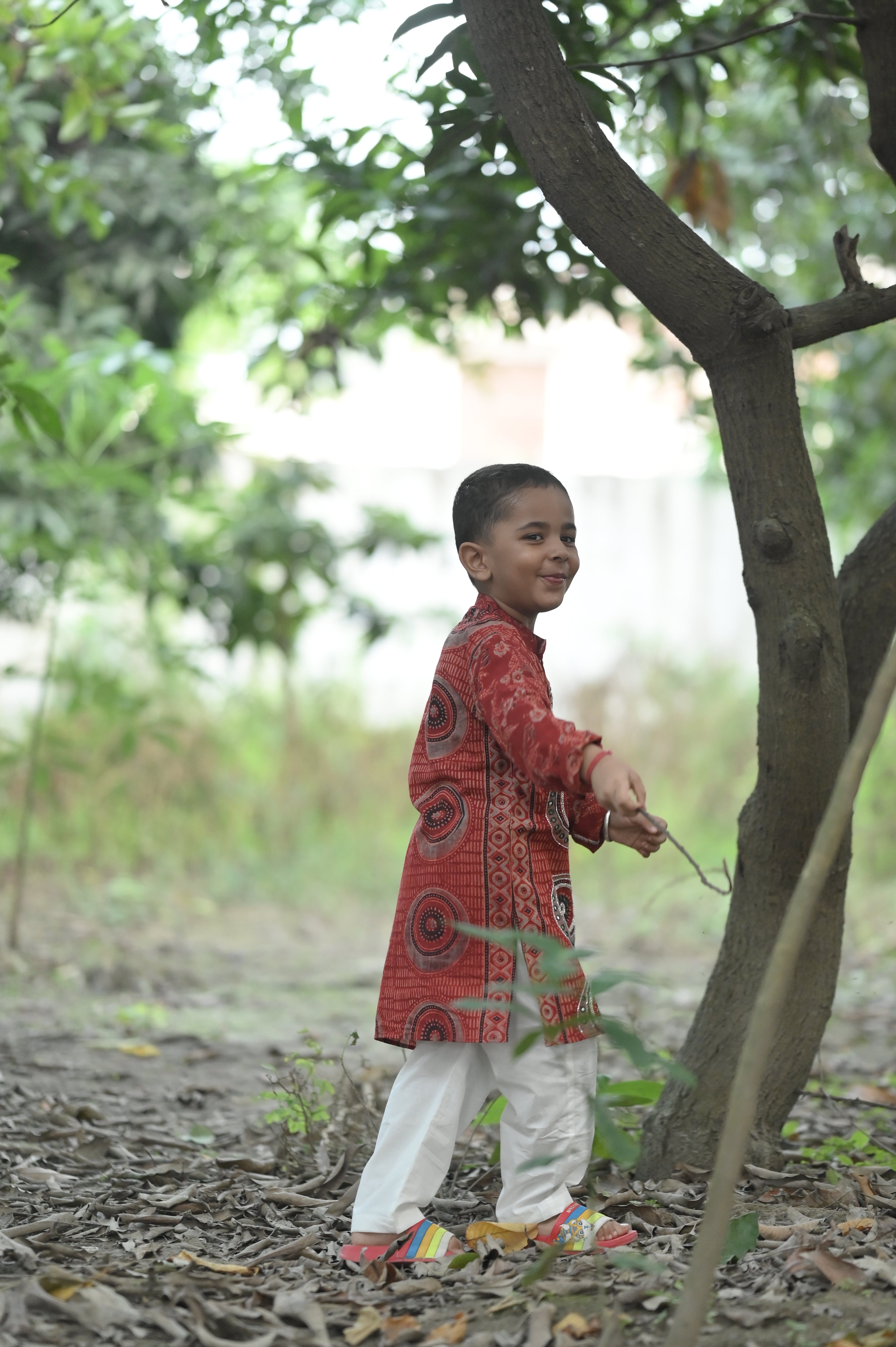 Mandala Hand-Embroidered Ajrakh Kurta Set