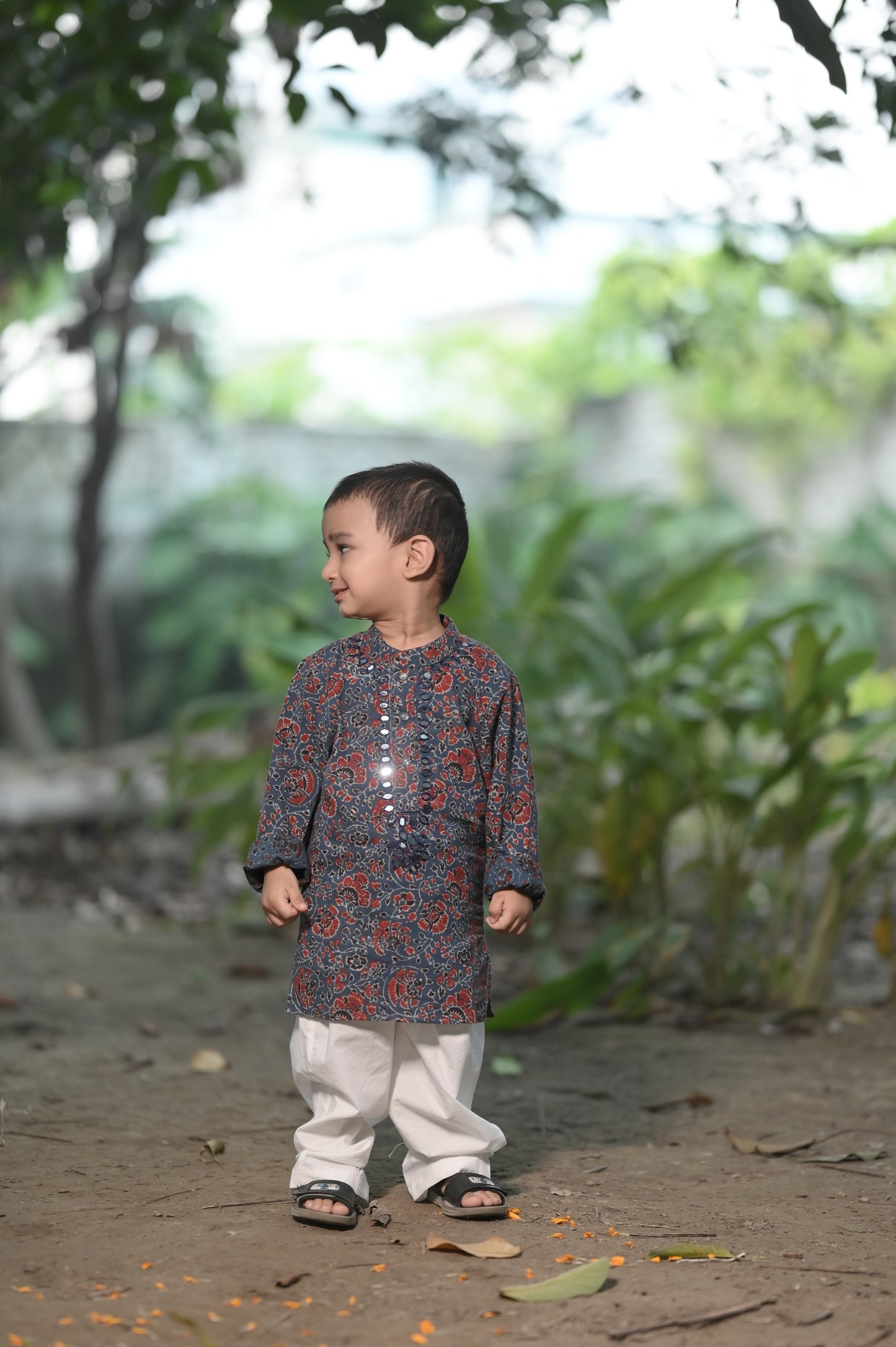 Neel Kamal Hand Embroidered Ajrakh Kurta Set