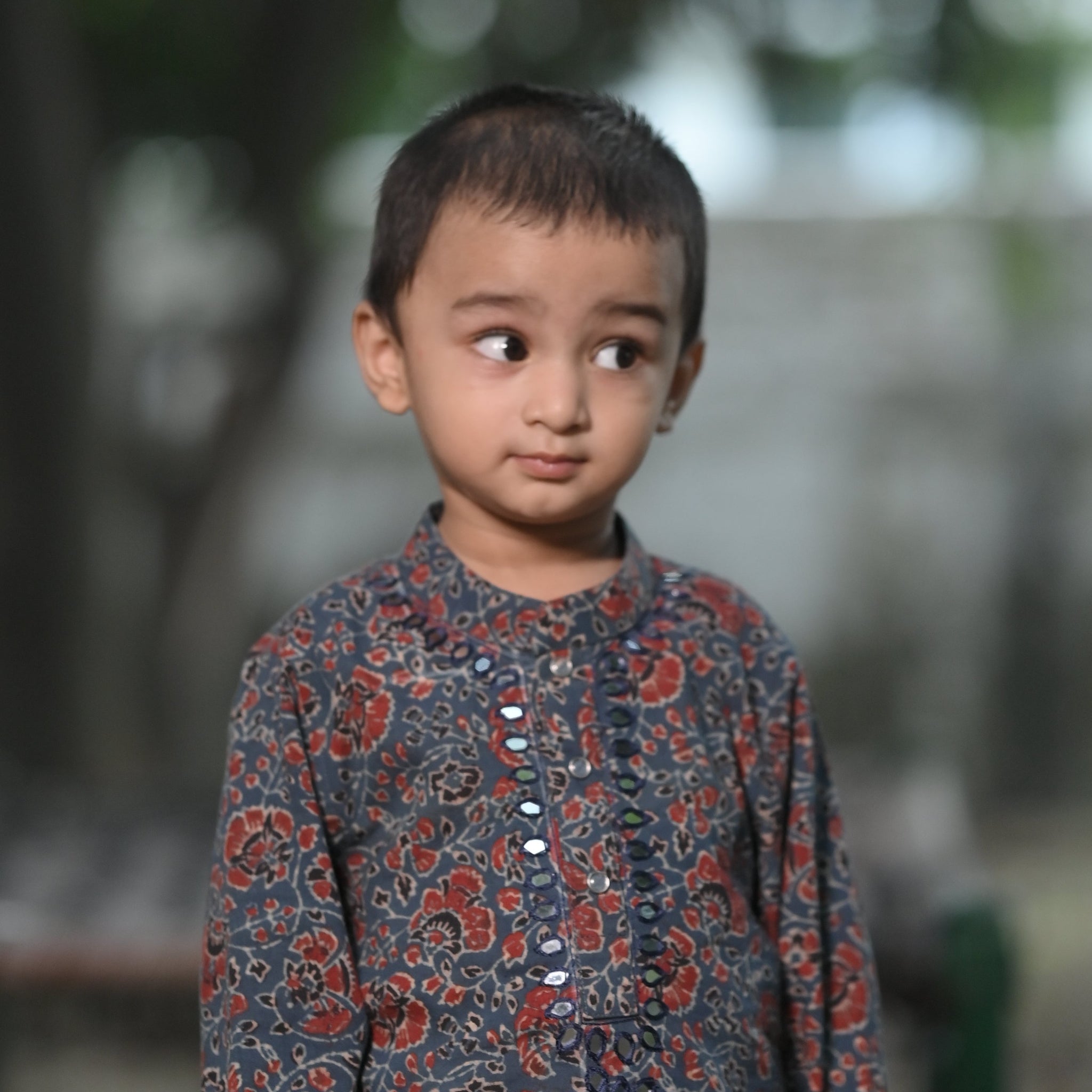 Neel Kamal Organic Cotton Hand Embroidered Ajrakh Kurta Set