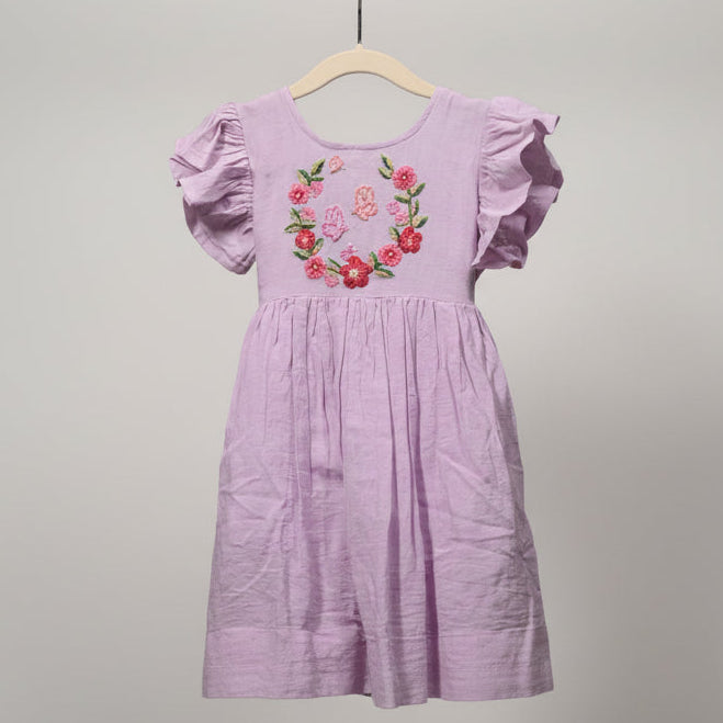 Three Butterfly Viscose Cotton Hand Embroidered Dress