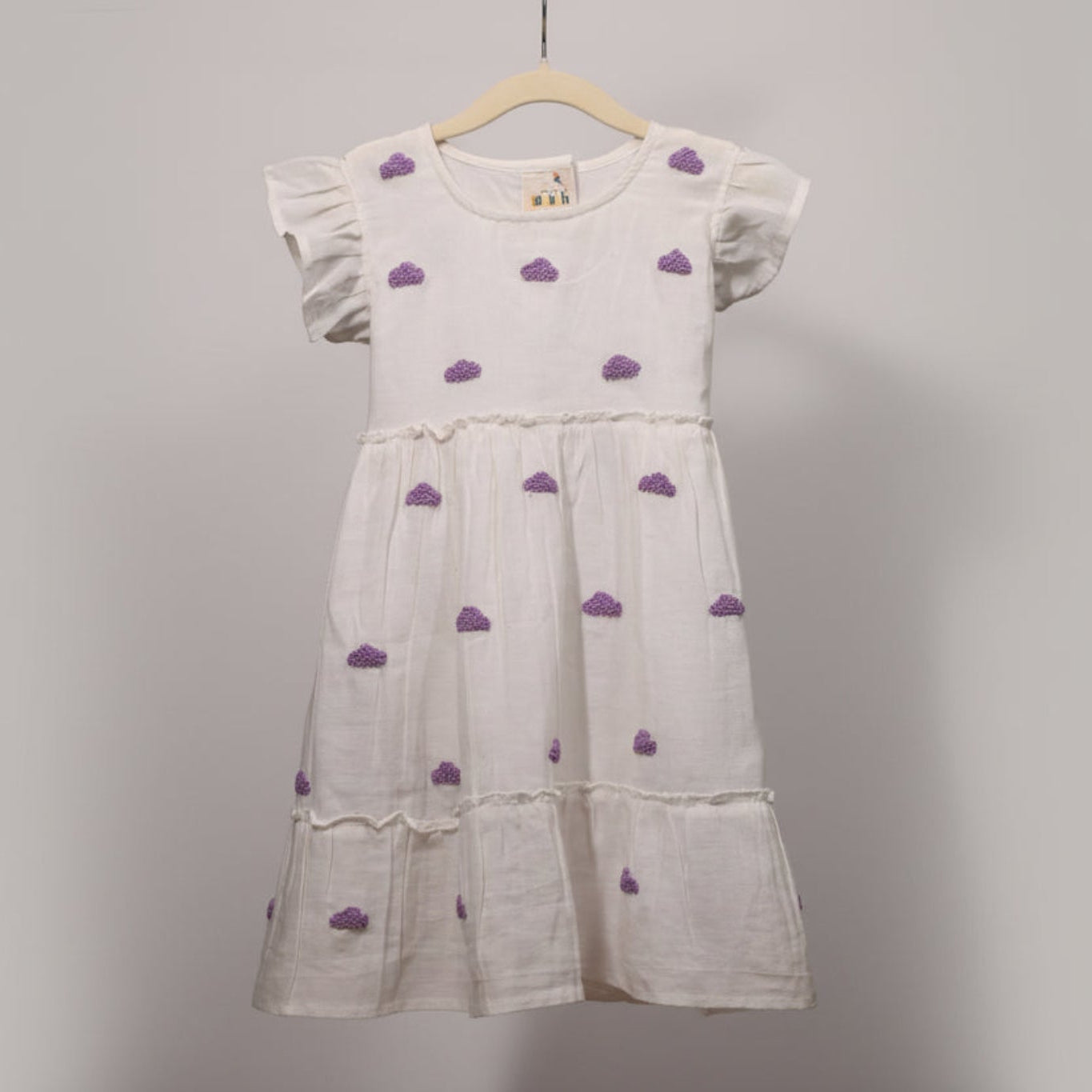 Tiny Cloud Parade Viscose Cotton Hand Embroidered Dress