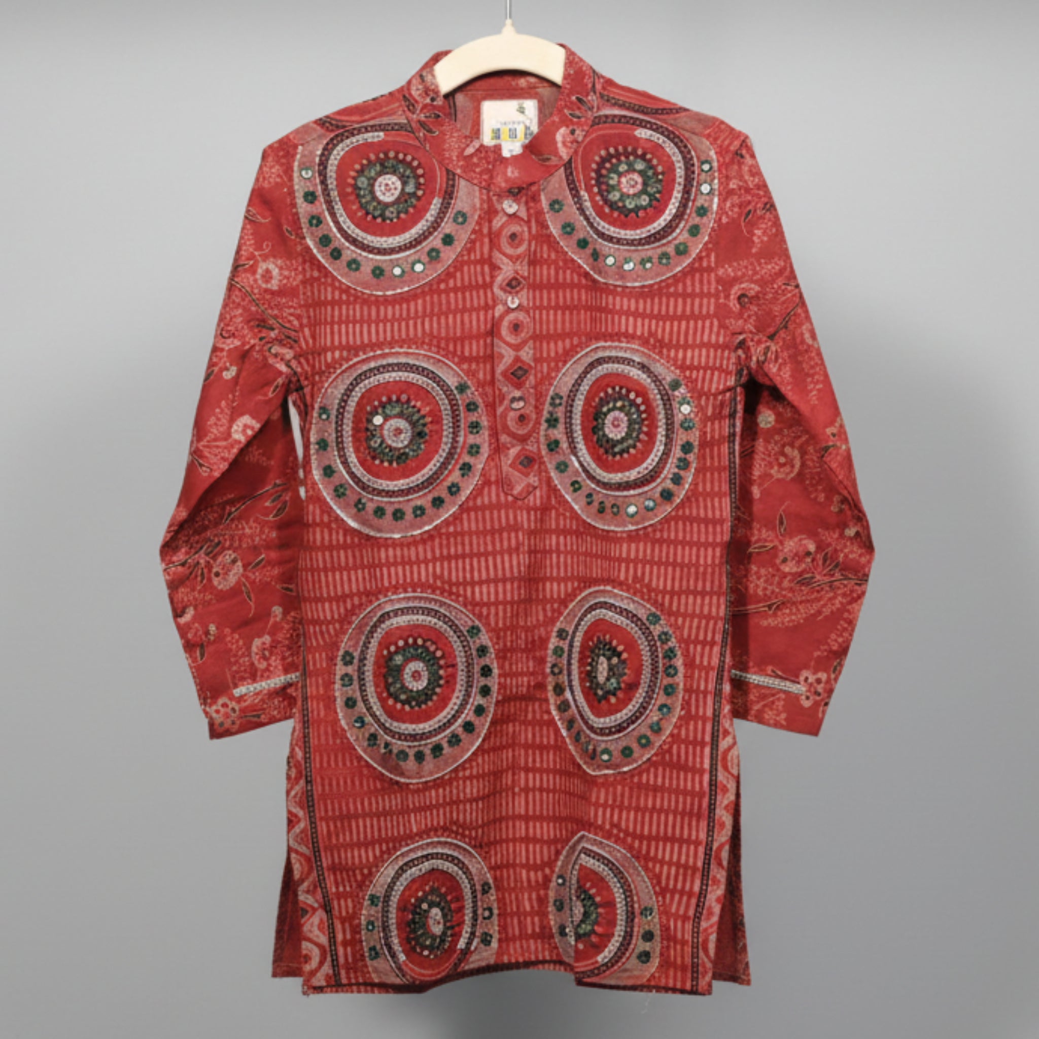 Mandala Organic Cotton Hand-Embroidered Ajrakh Kurta Set