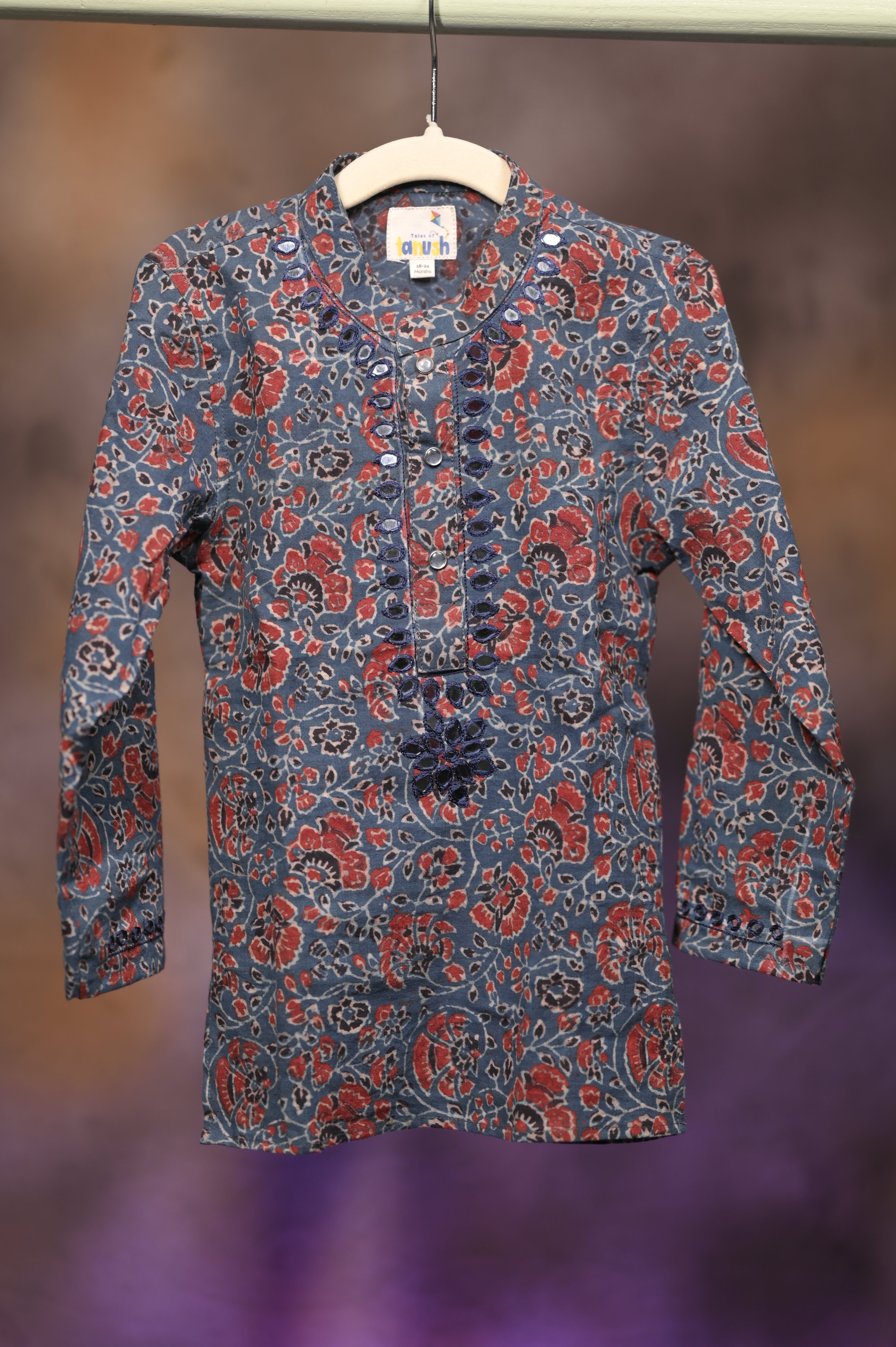 Neel Kamal Hand Embroidered Ajrakh Kurta Set