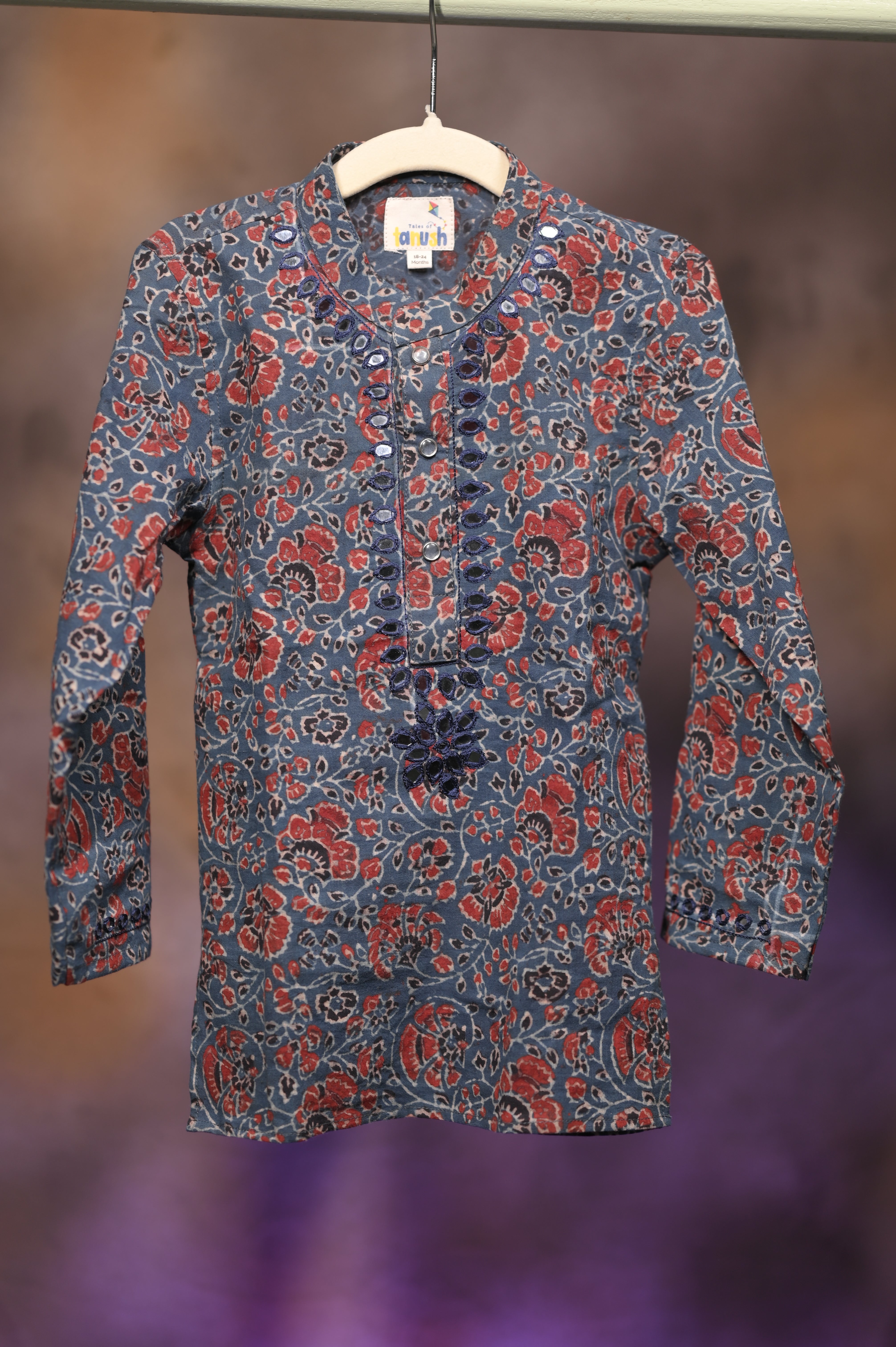 Neel Kamal Hand Embroidered Ajrakh Kurta Set