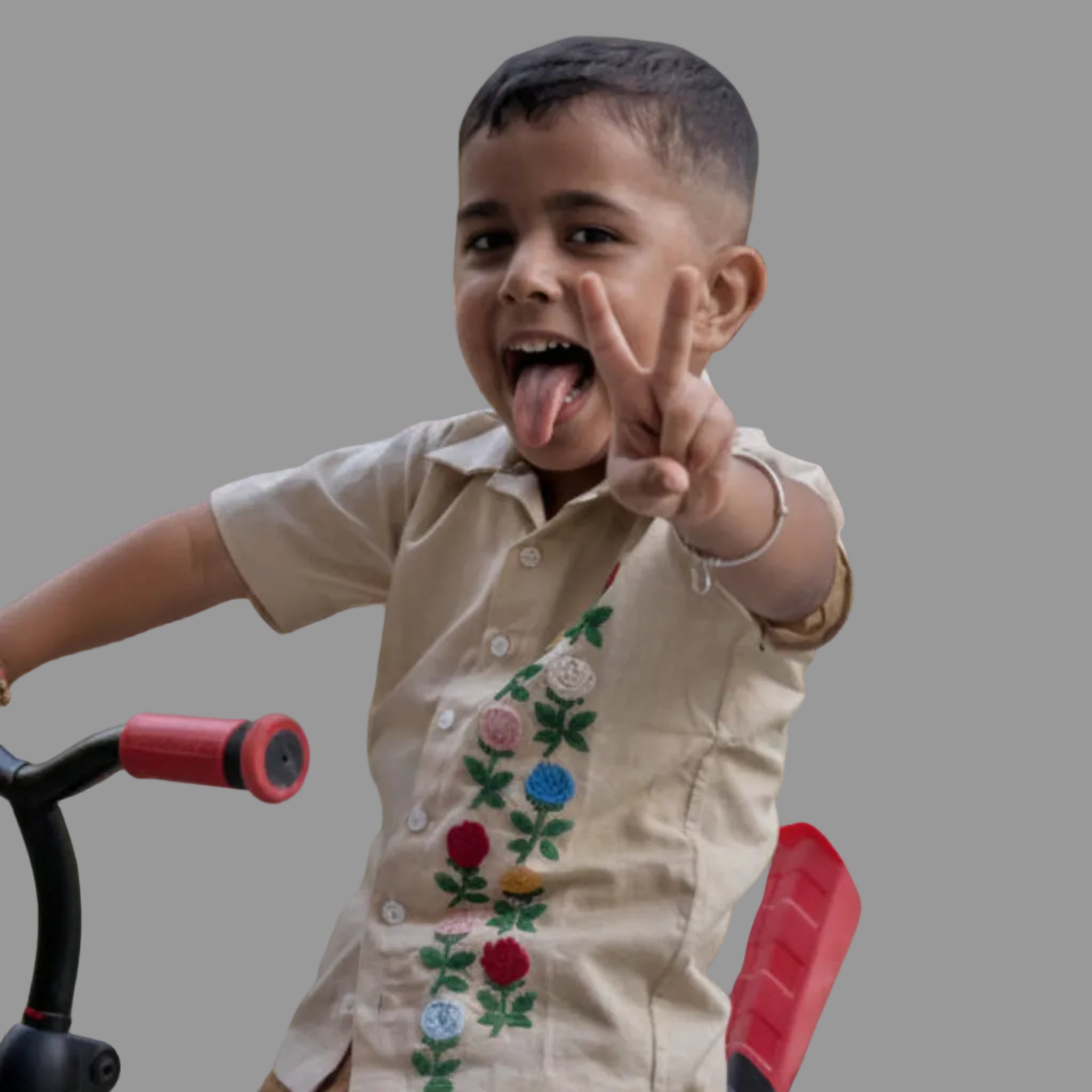 June Birthday Flower Cotton Linen Hand Embroidered Shirt