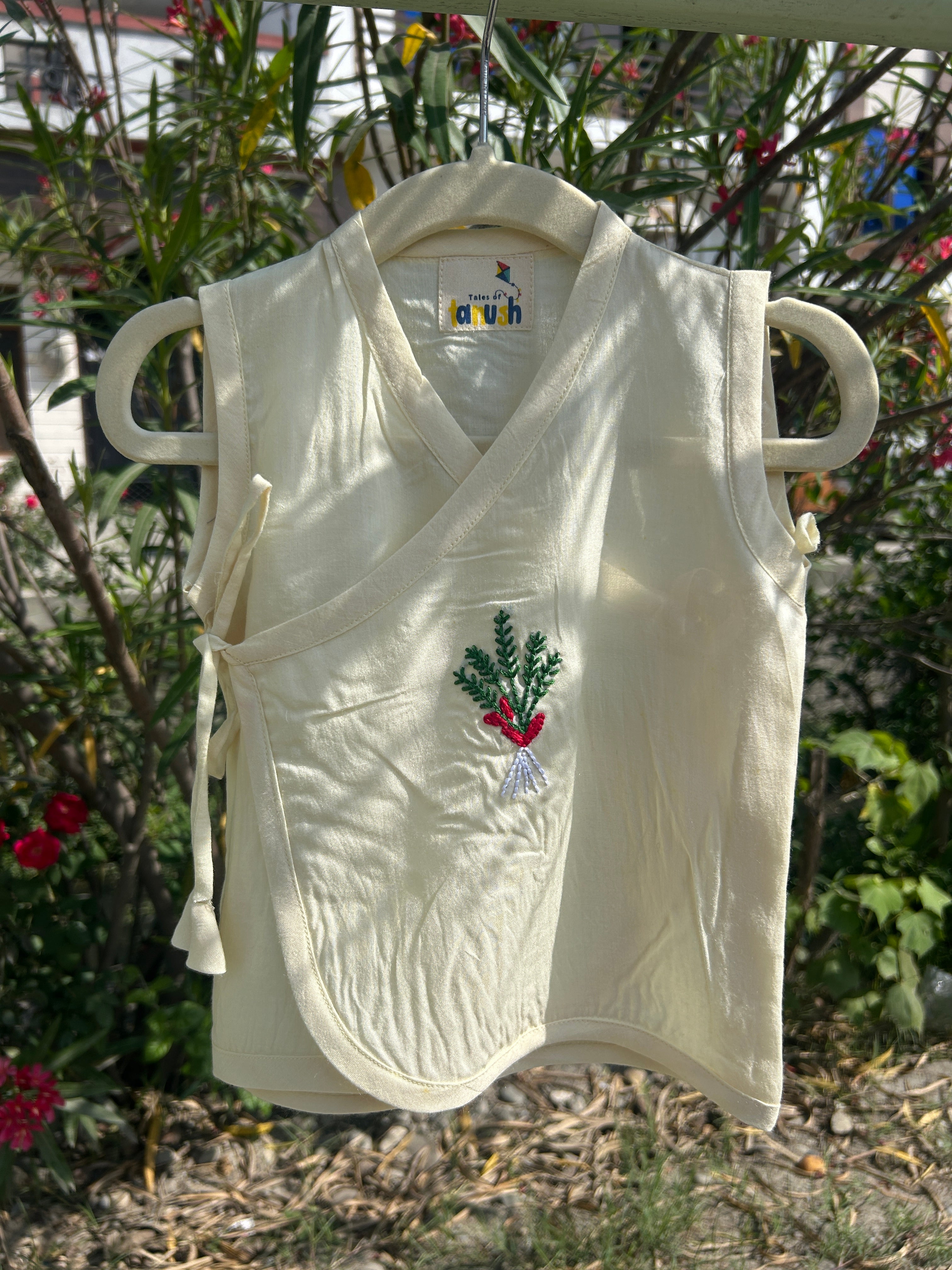 Hearts Hand Embroidered Cotton Modal Jhabla