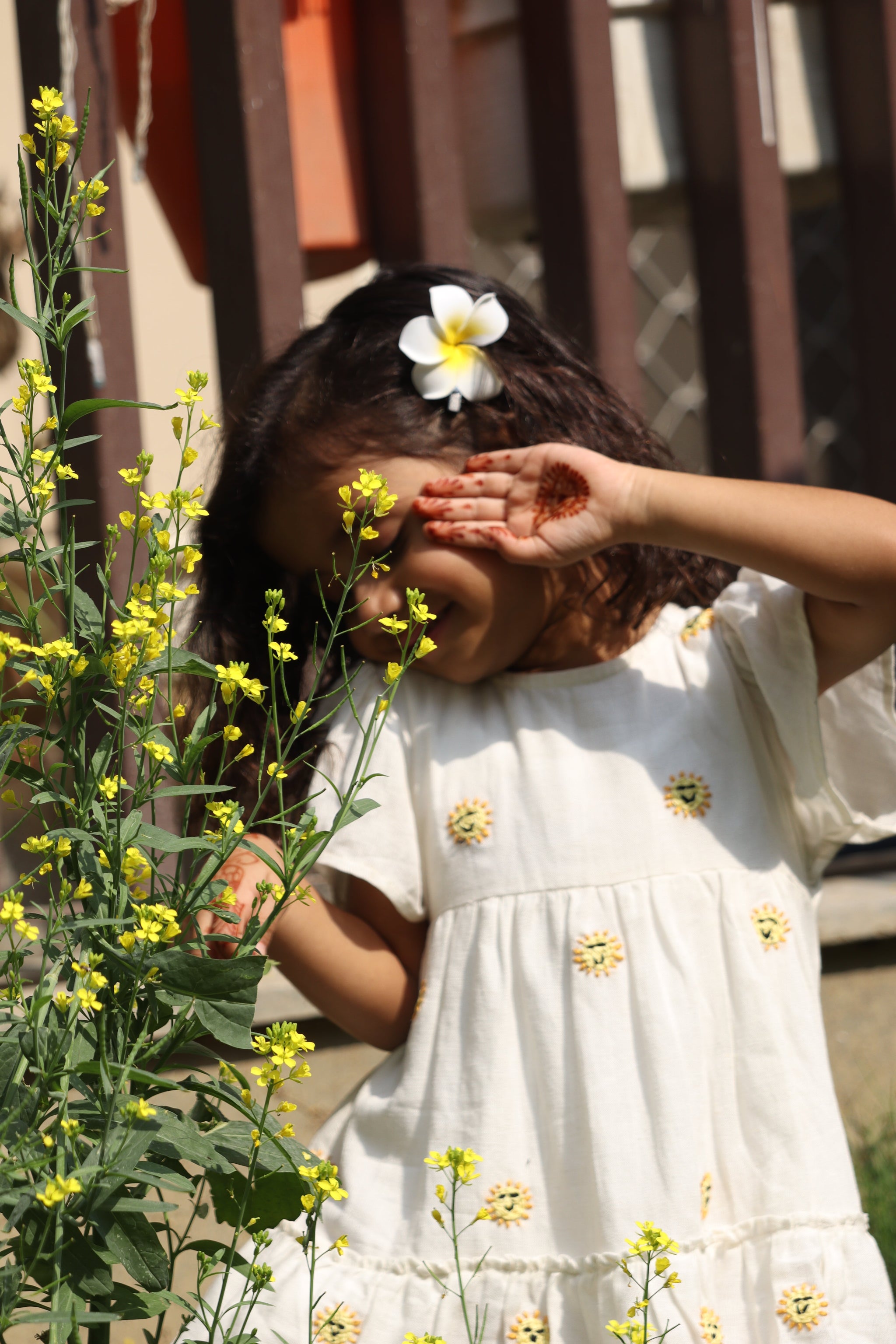 Little Sunshine Viscose Cotton Hand Embroidered Dress