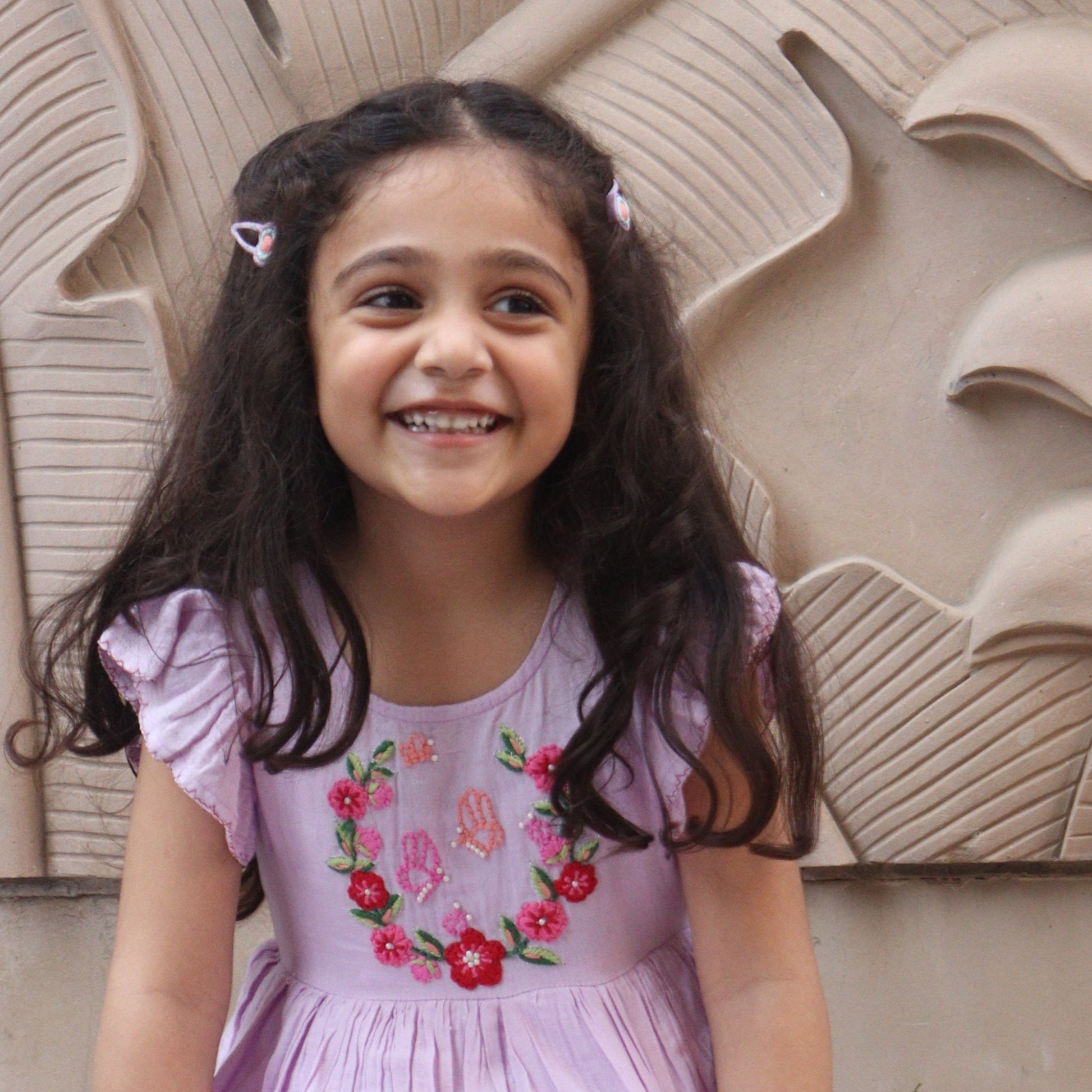 Three Butterfly Viscose Cotton Hand Embroidered Dress