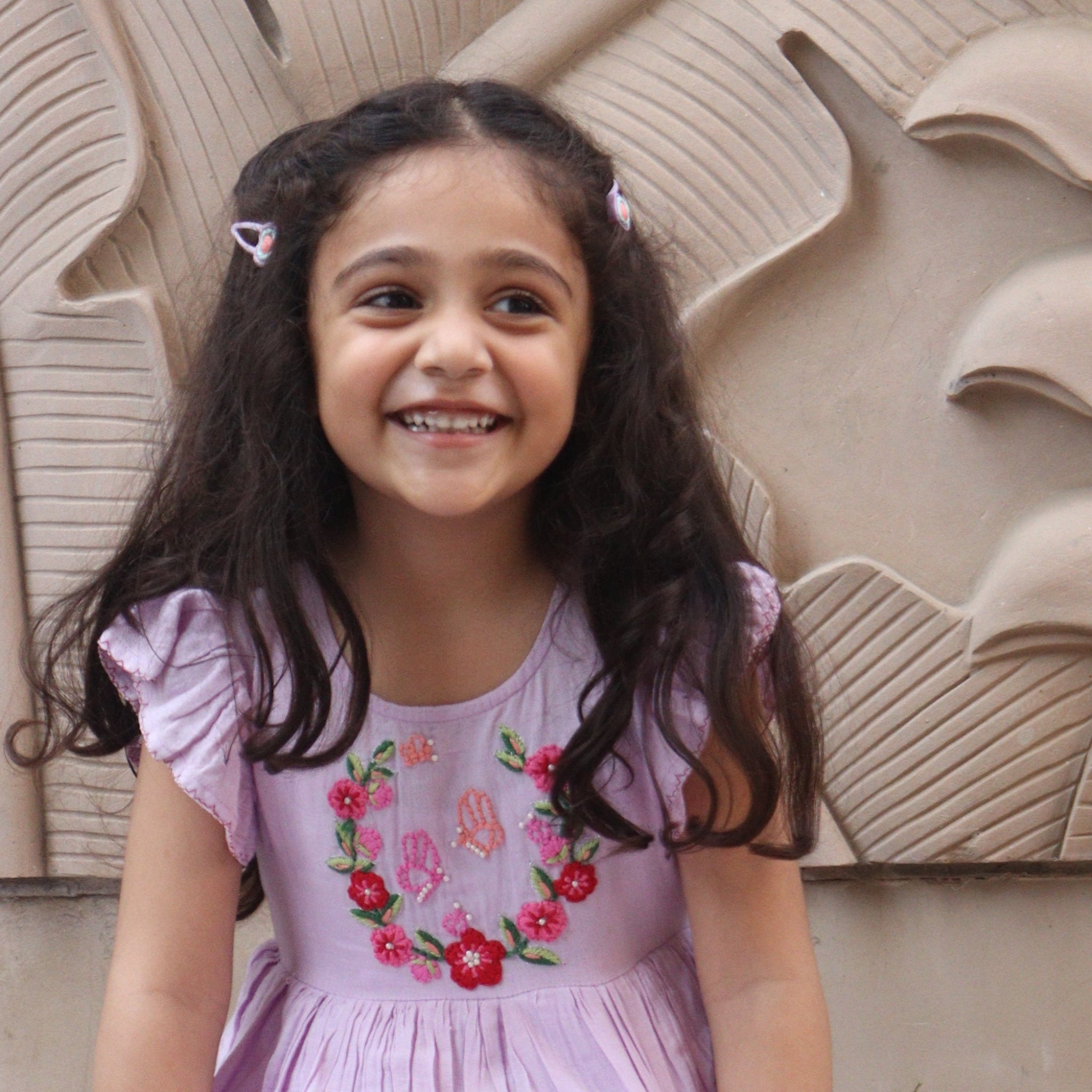 Three Butterfly Viscose Cotton Hand Embroidered Dress