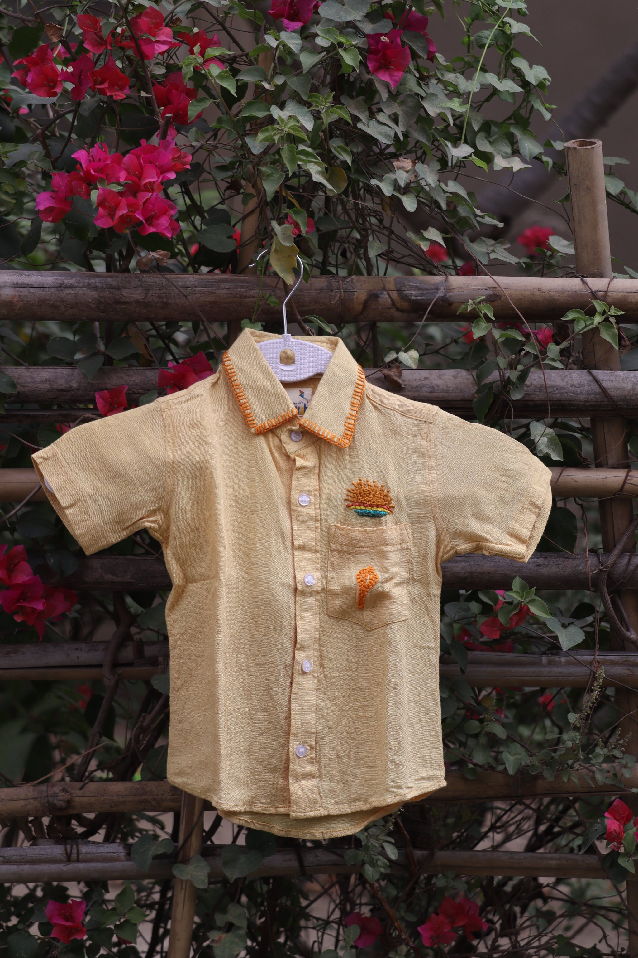 Little Hanuman’s Gada Viscose Cotton Hand Embroidered Shirt