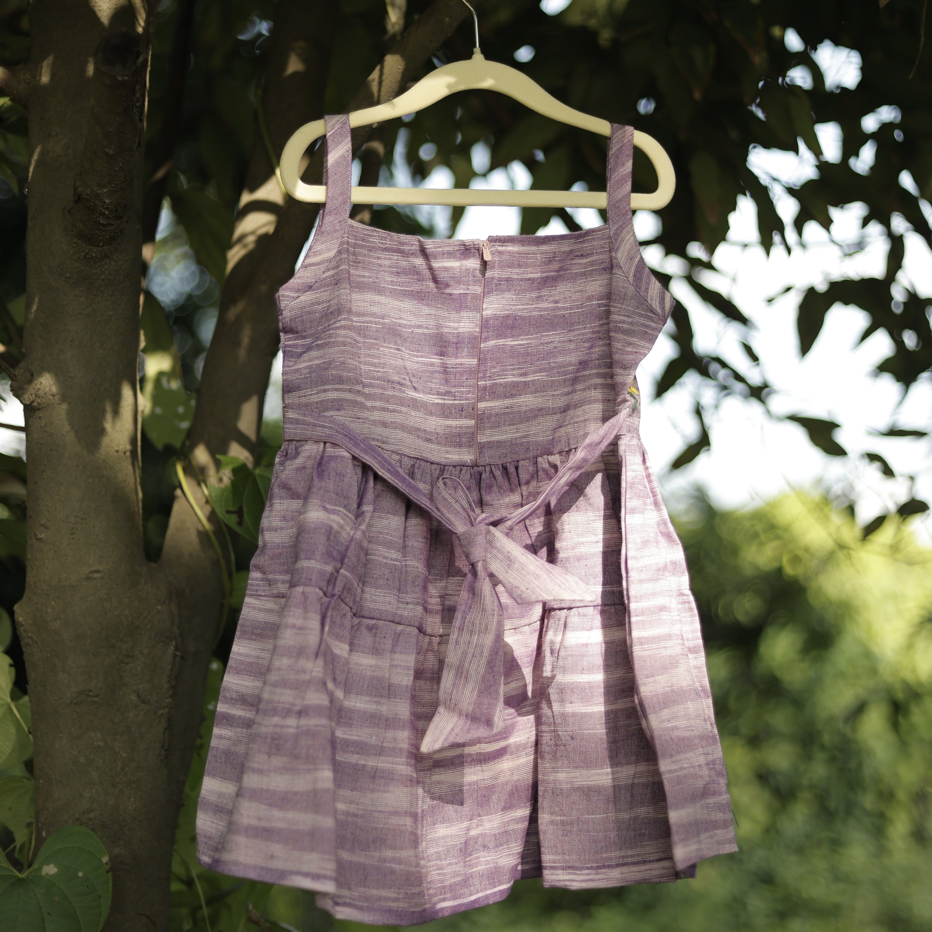 Mauve Meadow Hand Embroidered Khadi Dress
